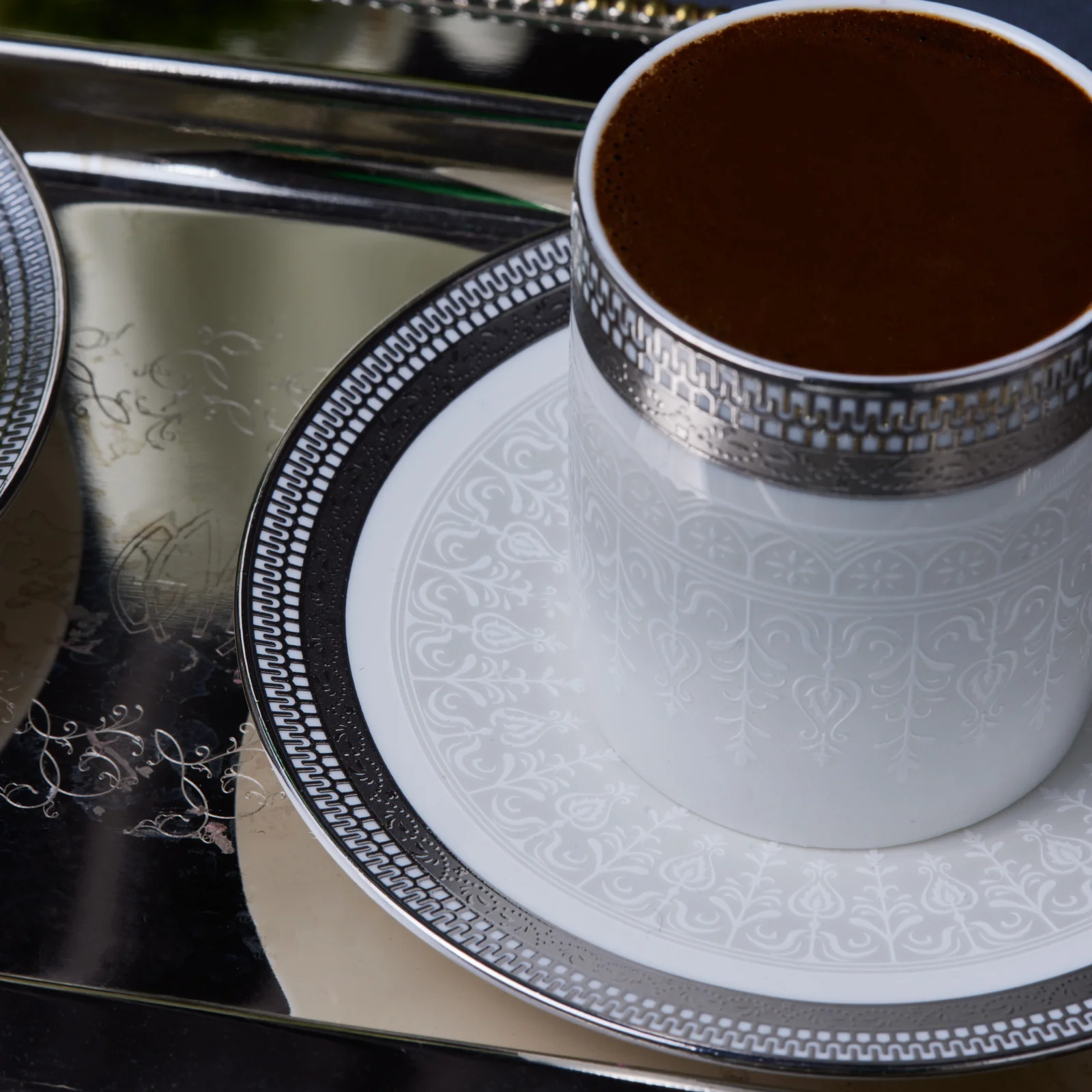 Karaca Royal Bone China Kate 12-Piece Espresso Turkish Coffee Cup for 6 People, 90ml, Multi - Image 4