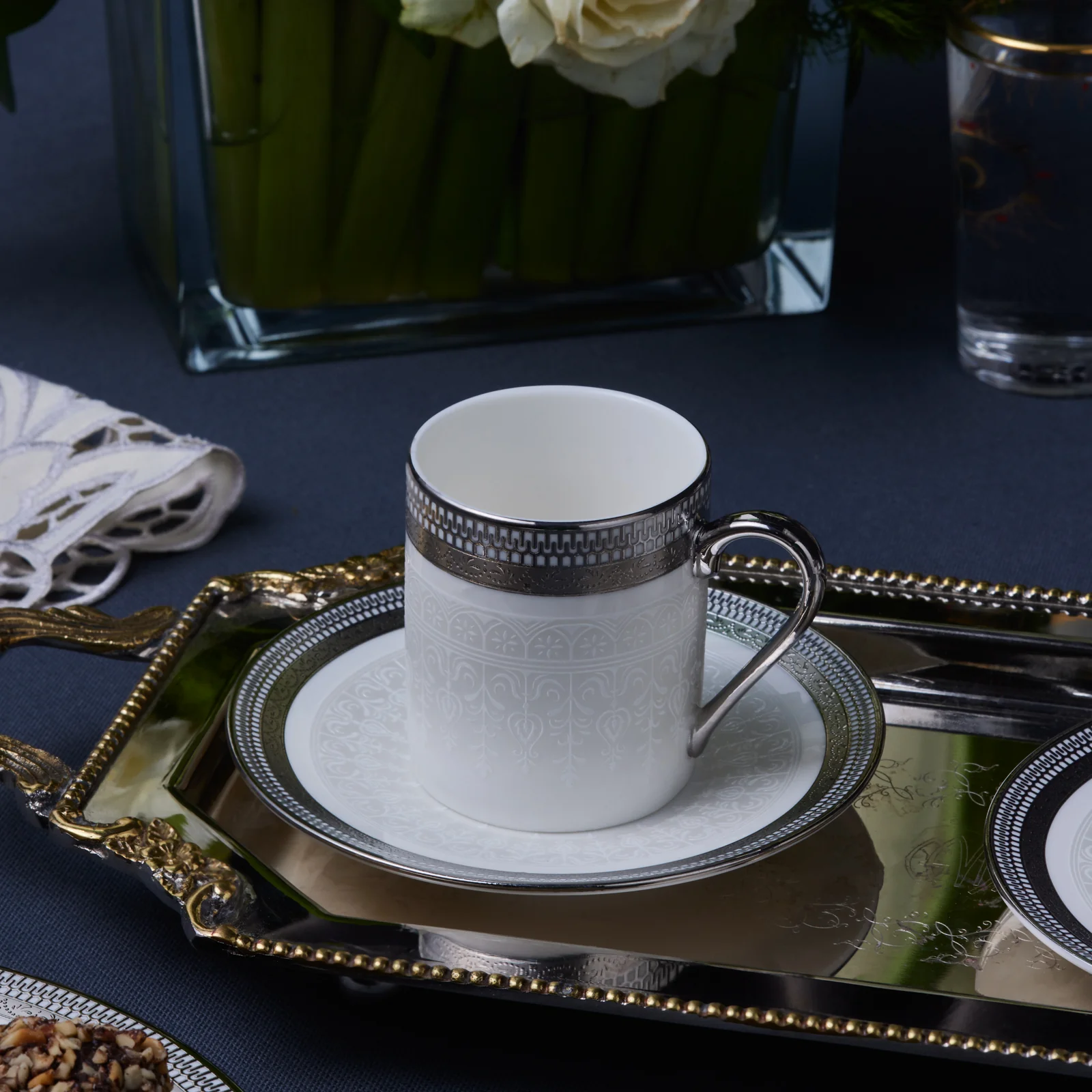 Karaca Royal Bone China Kate 12-Piece Espresso Turkish Coffee Cup for 6 People, 90ml, Multi - Image 5