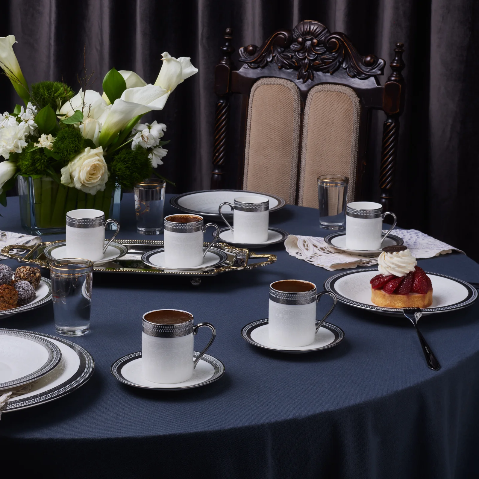 Karaca Royal Bone China Kate 12-Piece Espresso Turkish Coffee Cup for 6 People, 90ml, Multi - Image 9