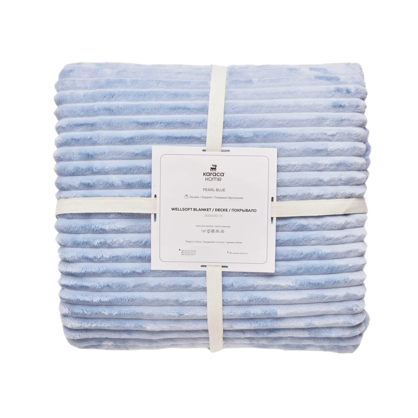 Karaca Ruby Stripe Wellsoft Blanket, Double, Blue - Image 5