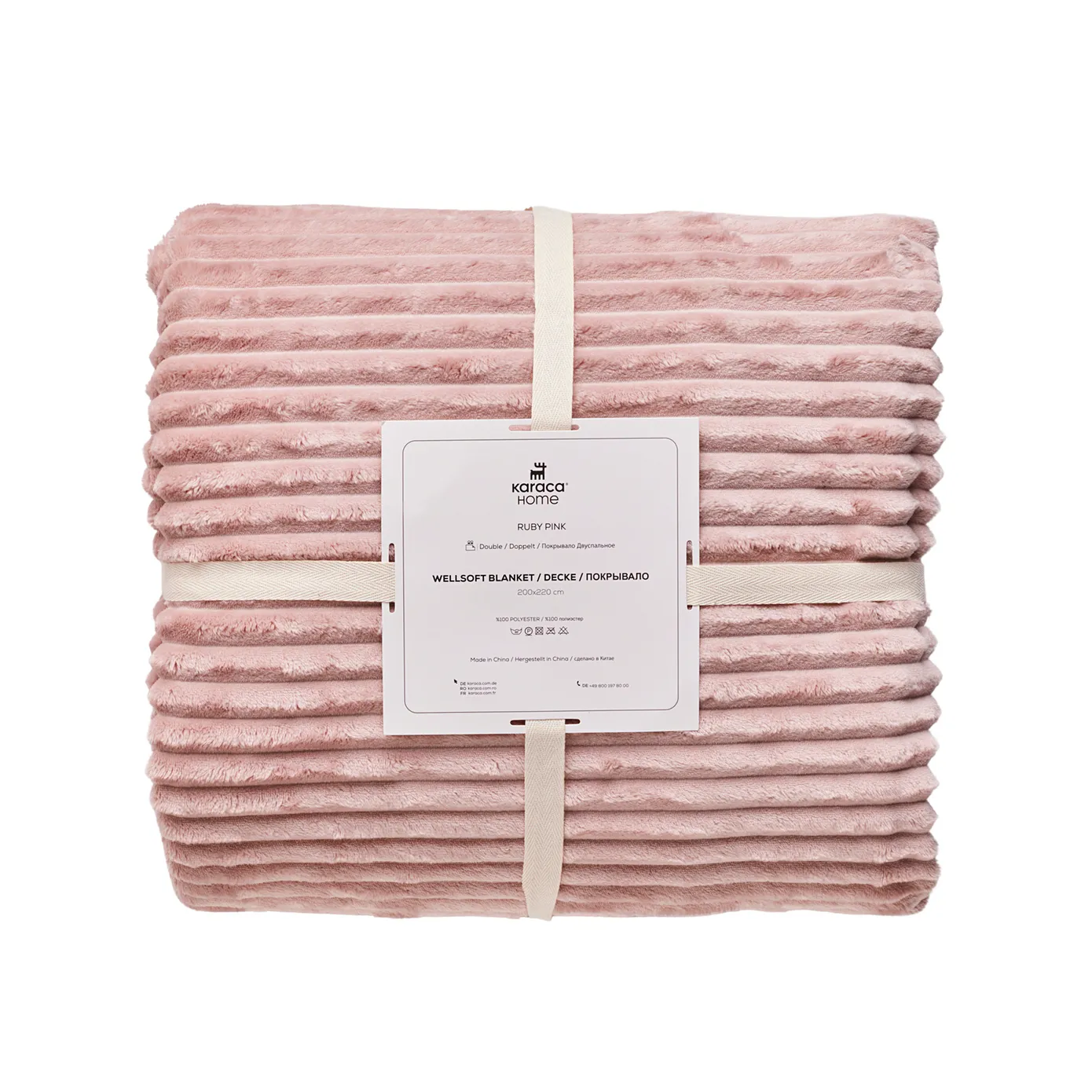 Karaca Ruby Stripe Wellsoft Blanket, Single, Pink - Image 5