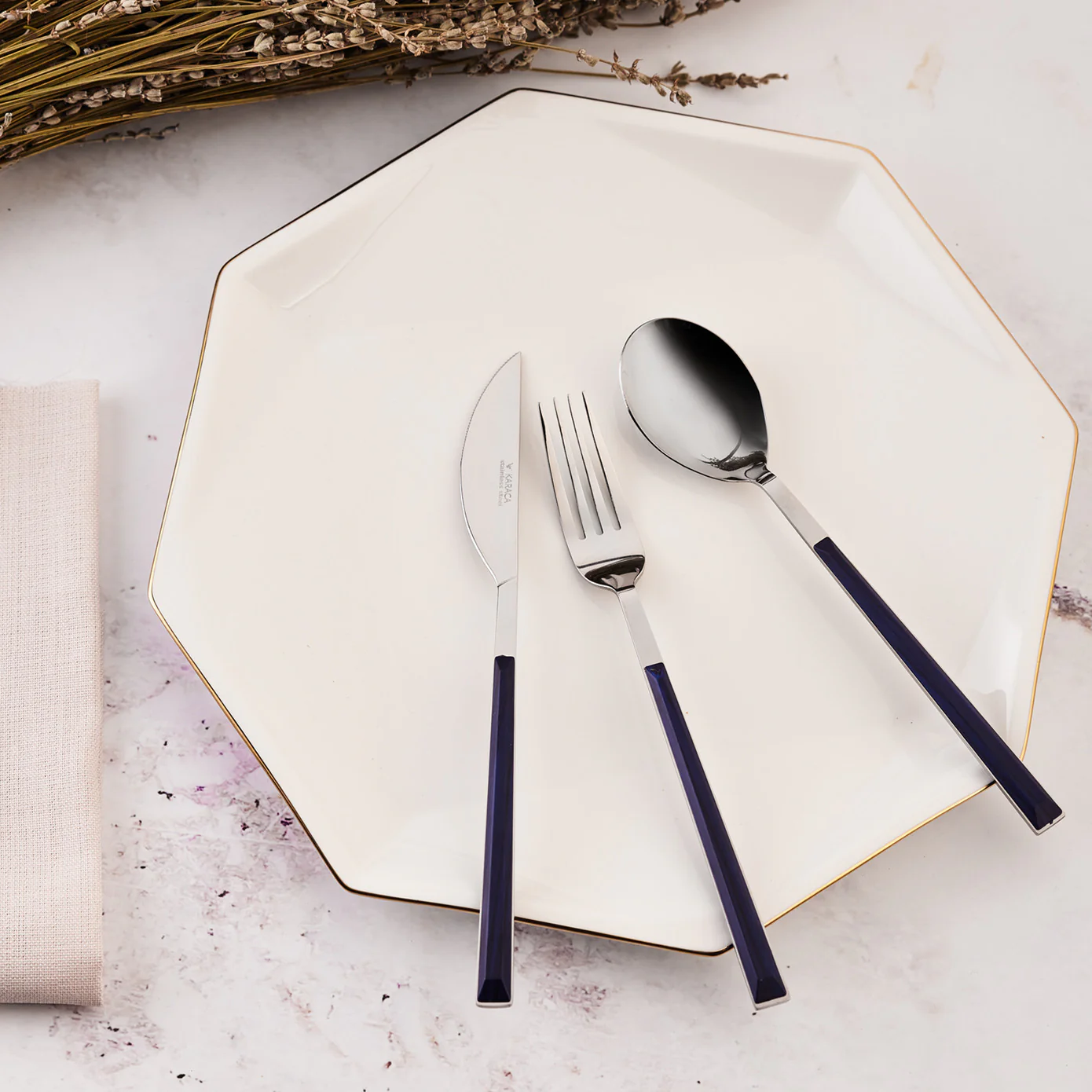 Karaca Salzburg Stainless Steel Table Fork, 21cm, Indigo Silver - Image 3