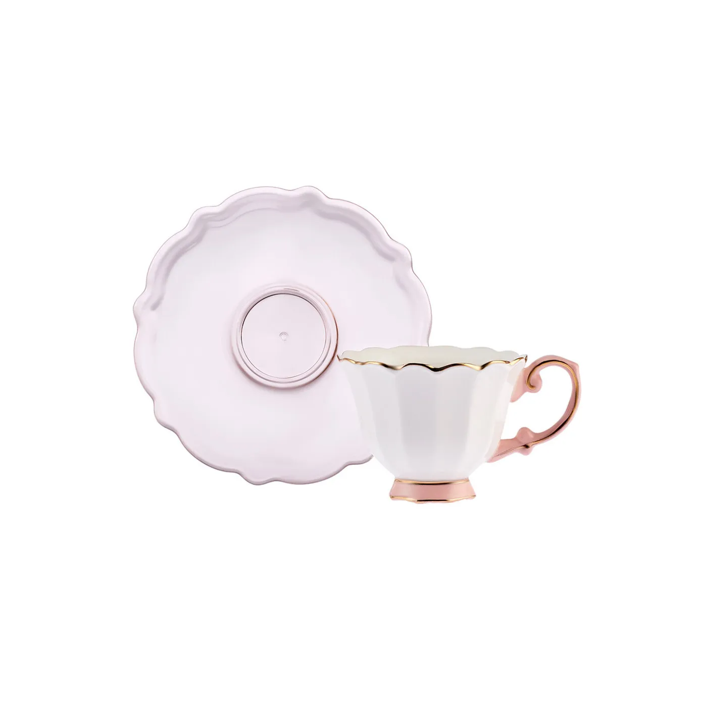 Karaca Samo 4-Piece Bone China Acrylic Plated Espresso Turkish Coffee Cup Set for 2 People, 90ml, Pink Multi - Image 8