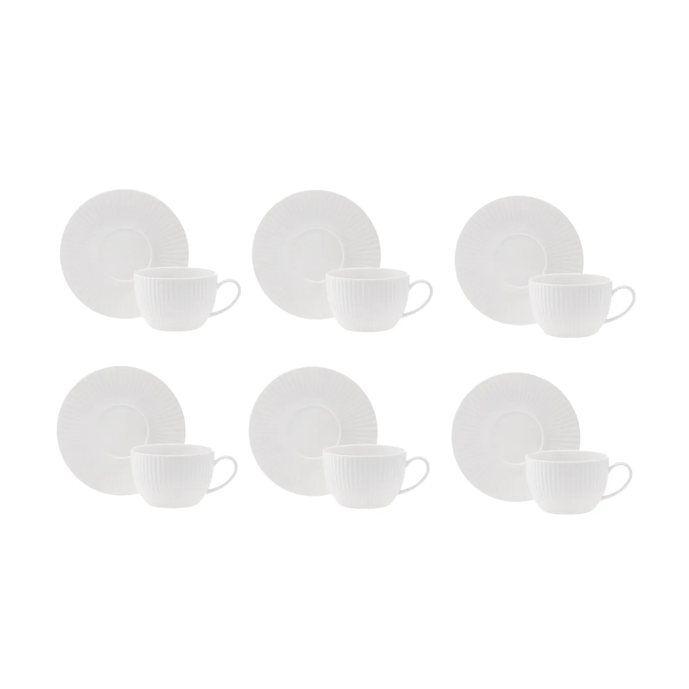 Karaca Seashell 12 Piece Porcelain Tea Cup and Saucer Set for 6 People, 200ml, White - Image 6