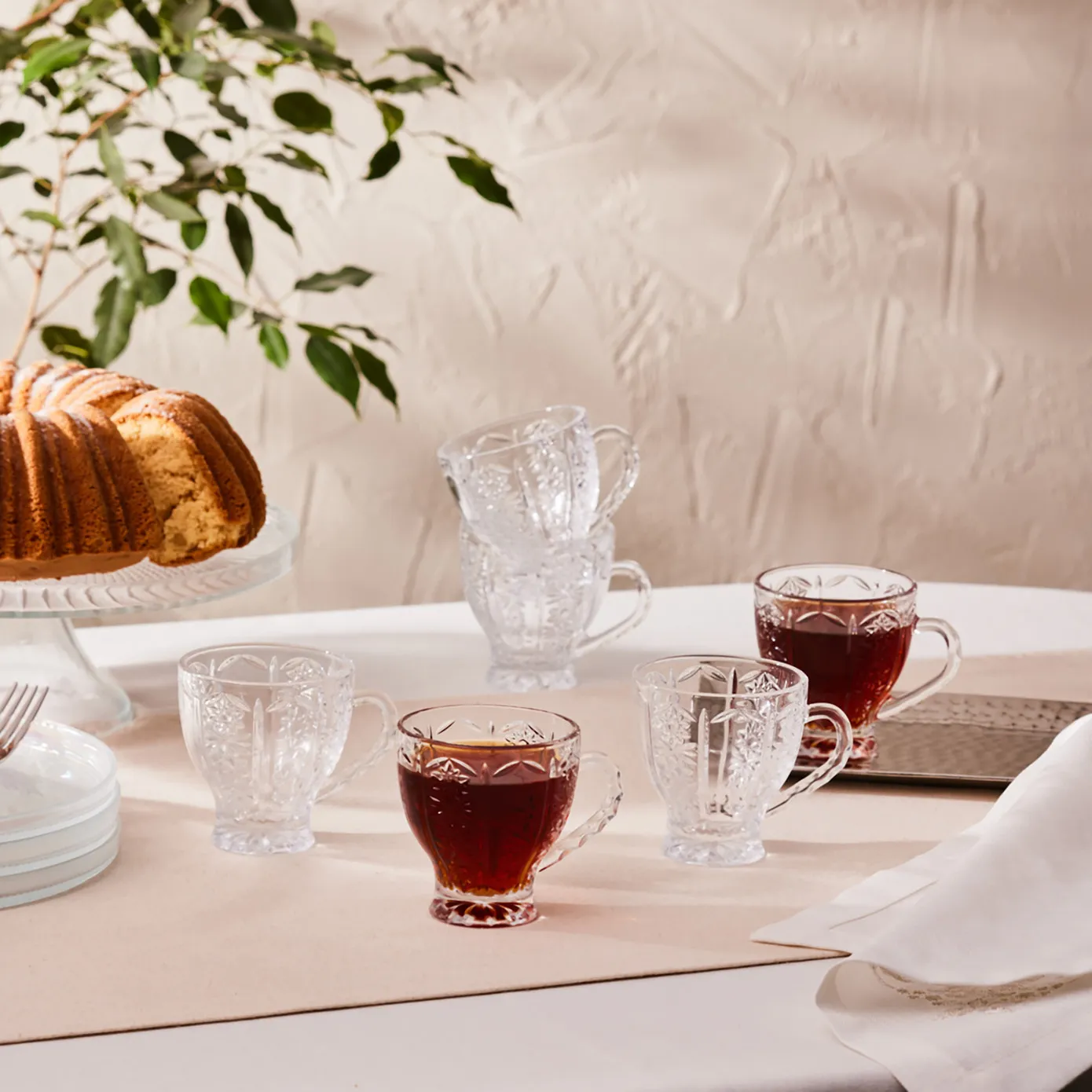 Karaca Seda 6-Piece Glass Tea Cup Set, 180ml, Clear - Image 3