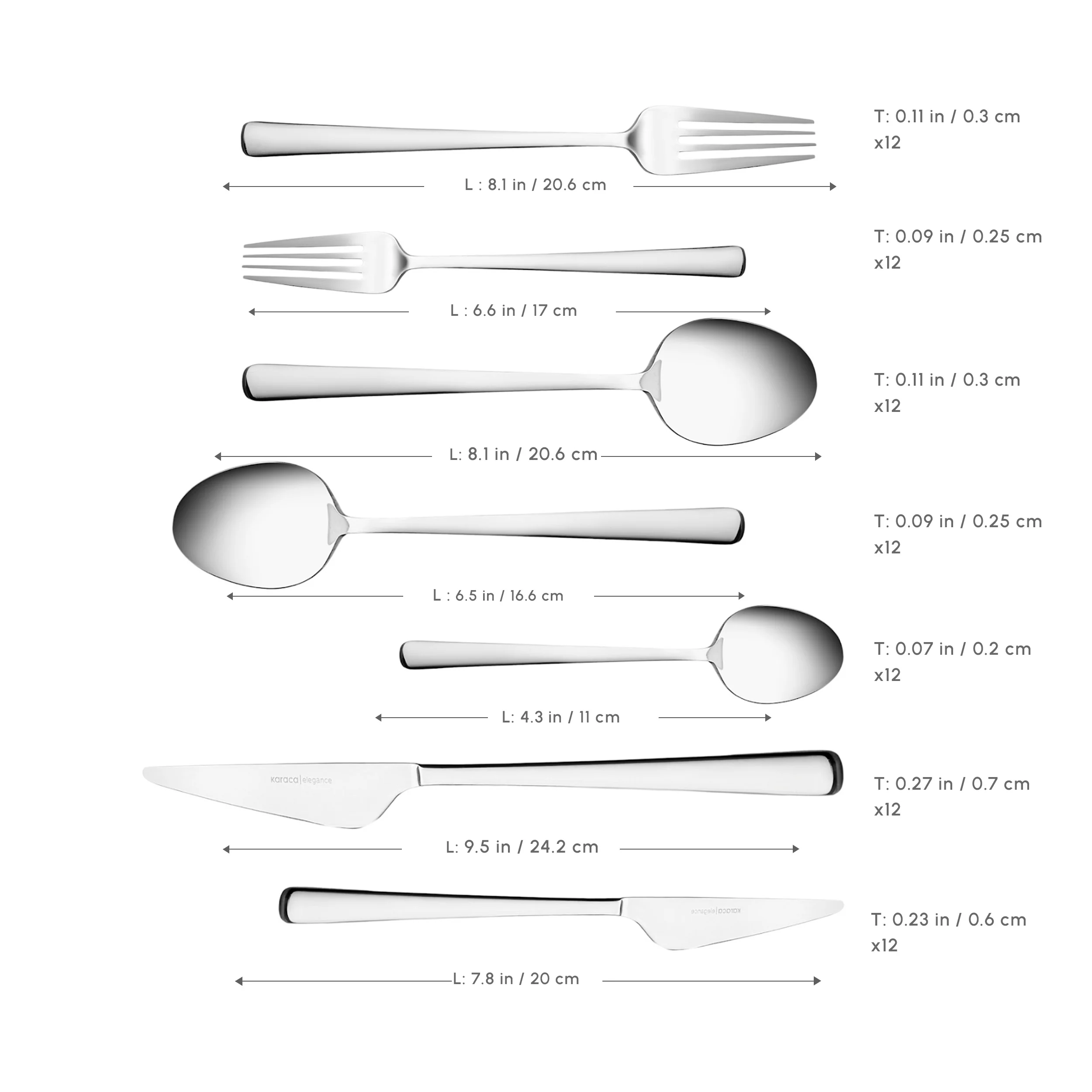 Karaca Serena 84-Piece Stainless Steel Cutlery Set for 12 People, Silver - Image 3