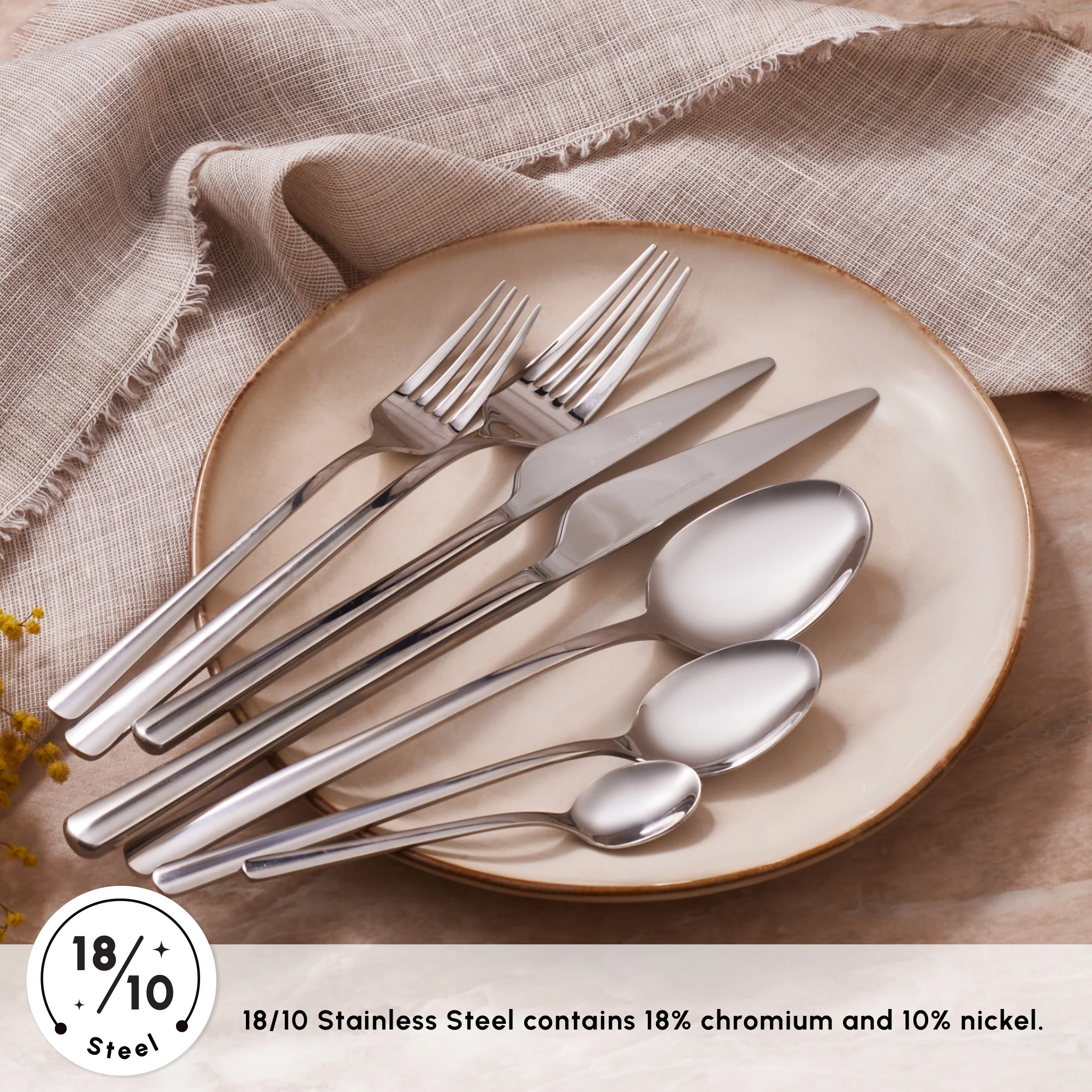 Karaca Serena 84-Piece Stainless Steel Cutlery Set for 12 People, Silver - Image 4