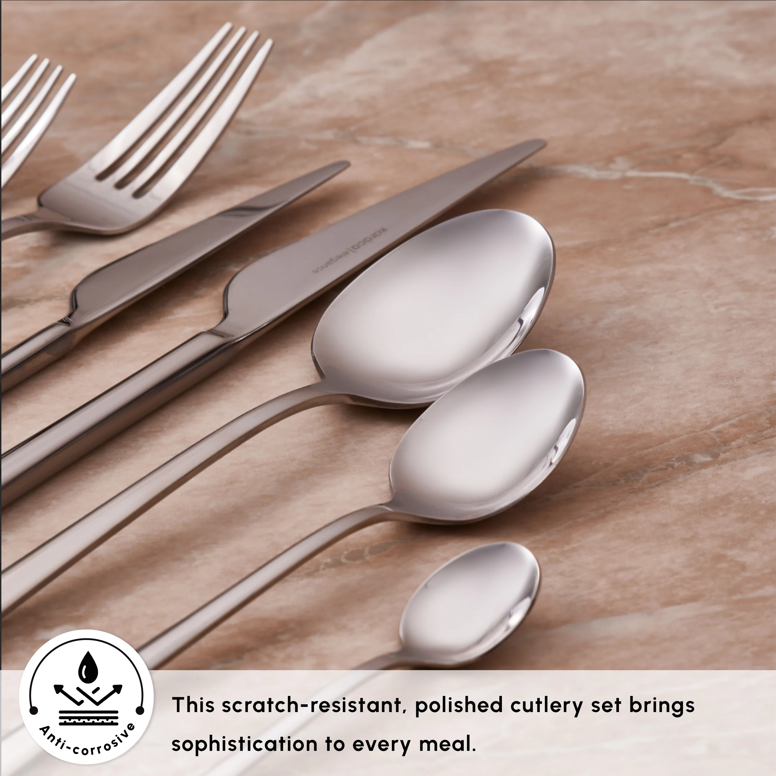Karaca Serena 84-Piece Stainless Steel Cutlery Set for 12 People, Silver - Image 5