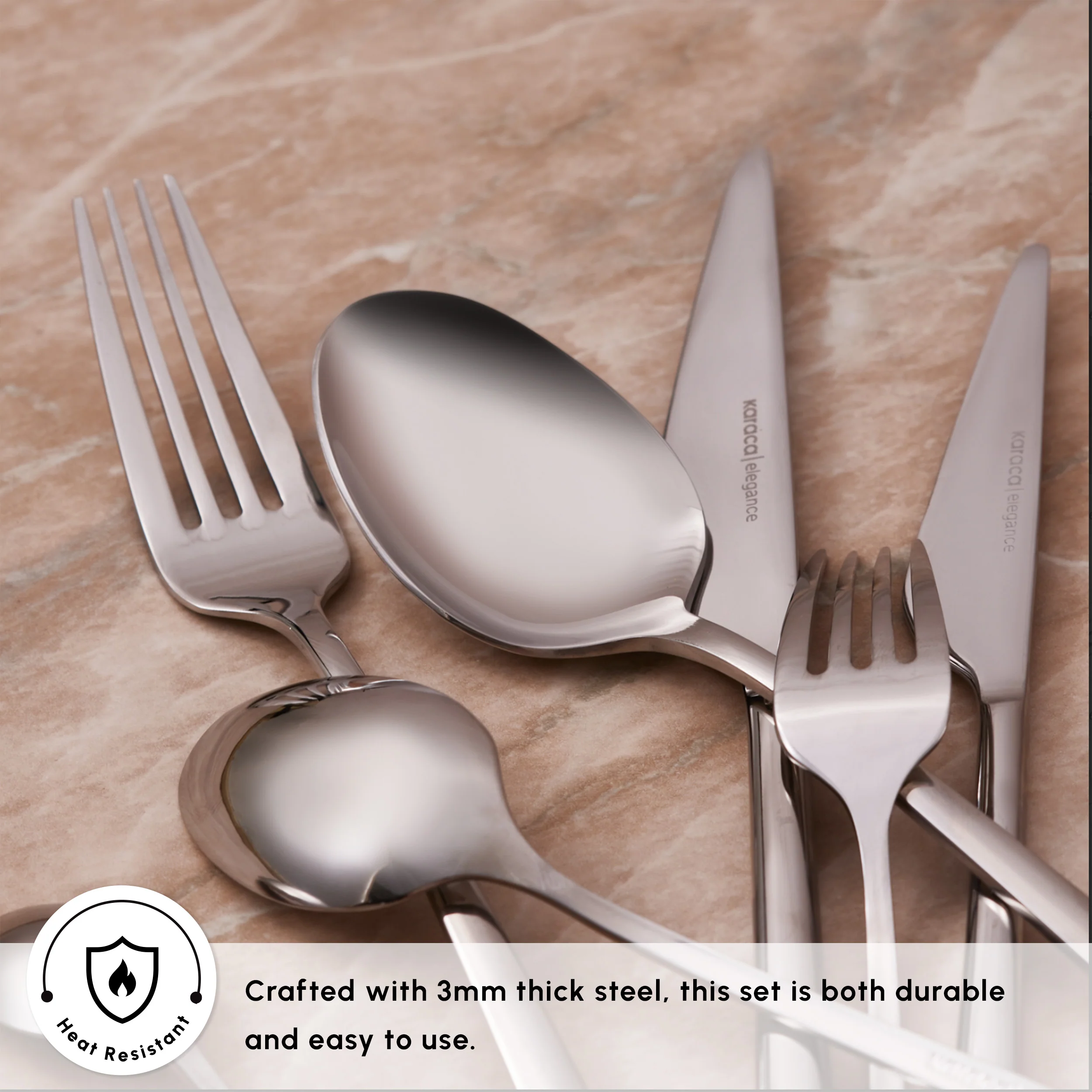 Karaca Serena 84-Piece Stainless Steel Cutlery Set for 12 People, Silver - Image 6