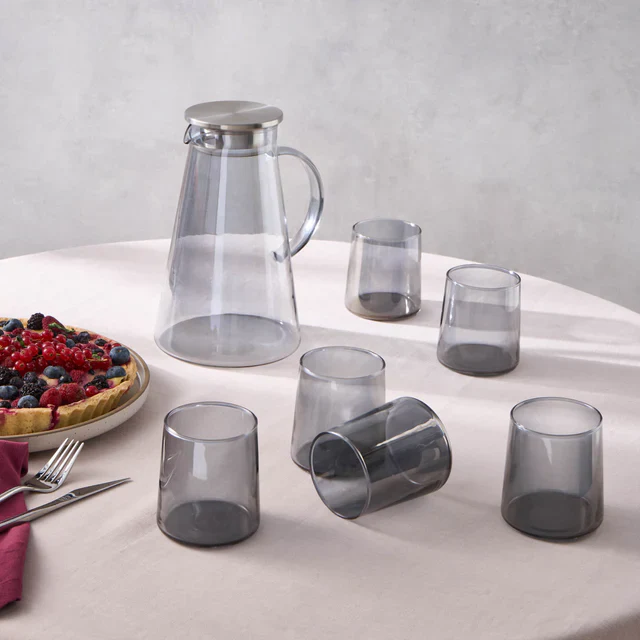 Karaca Serene 7-Piece Tumbler Glass Set, Anthracite - Image 3