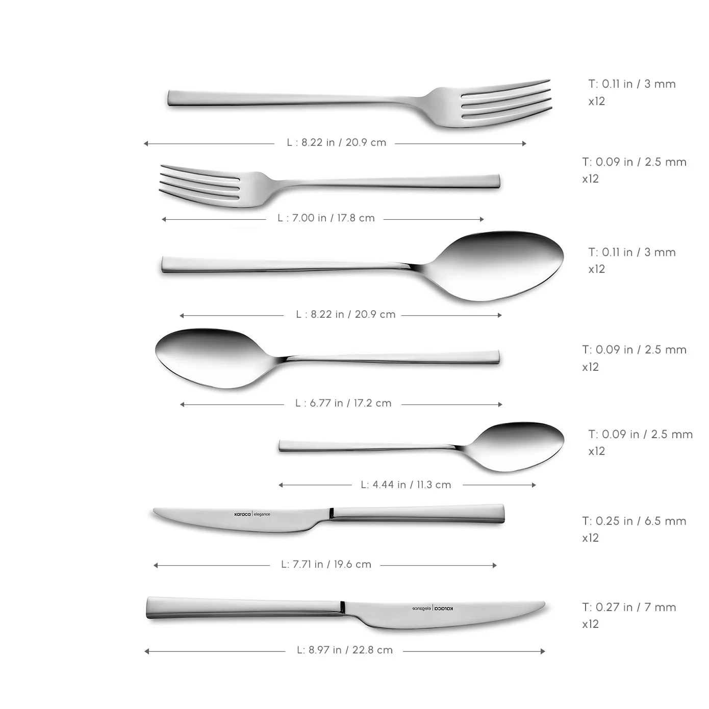 Karaca Serenity Elegance 84-Piece Stainless Steel Cutlery Set for 12 People, Platin - Image 3