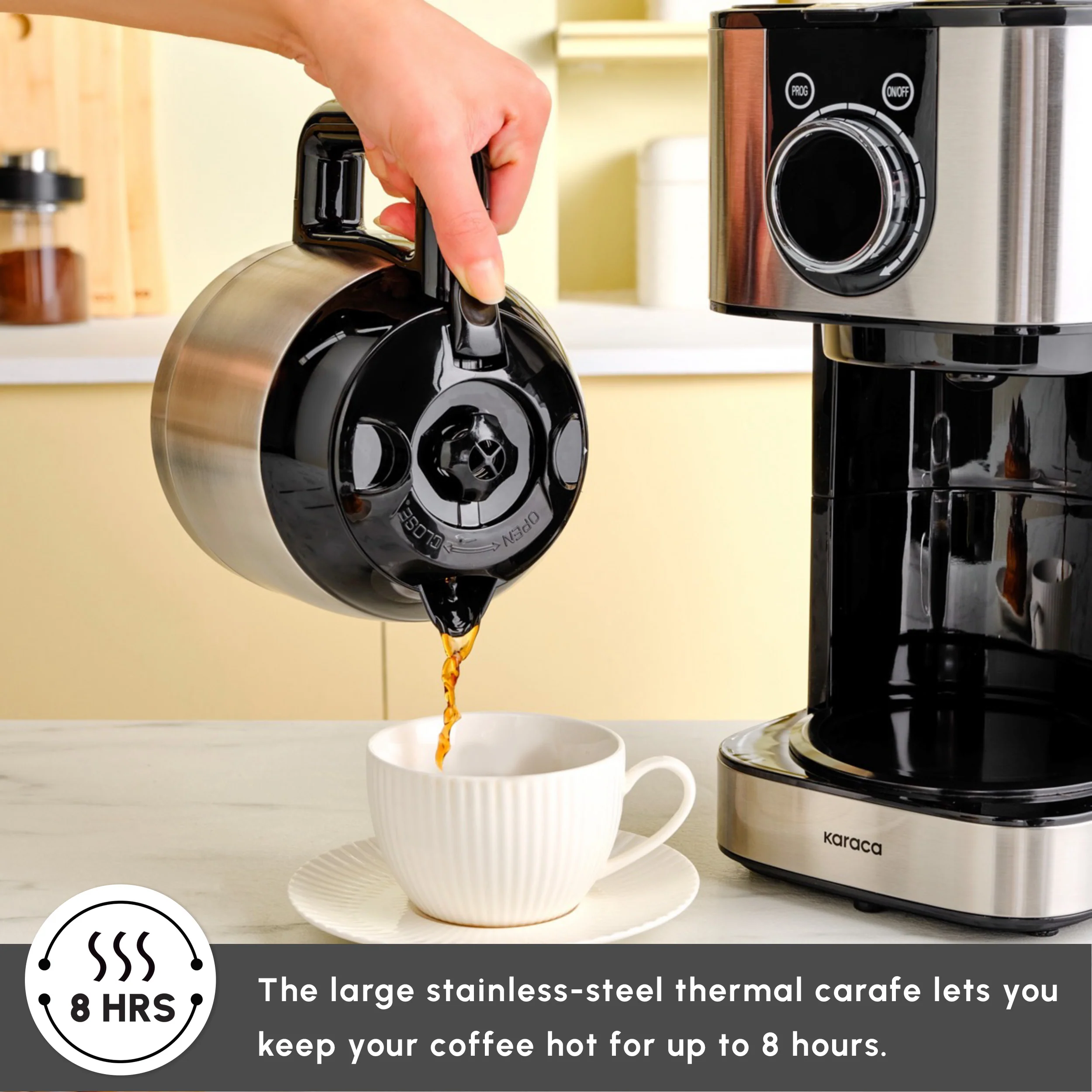 Karaca Series 2303 Steel Filter Coffee Machine, 1.2L, 800W, Inox - Image 6