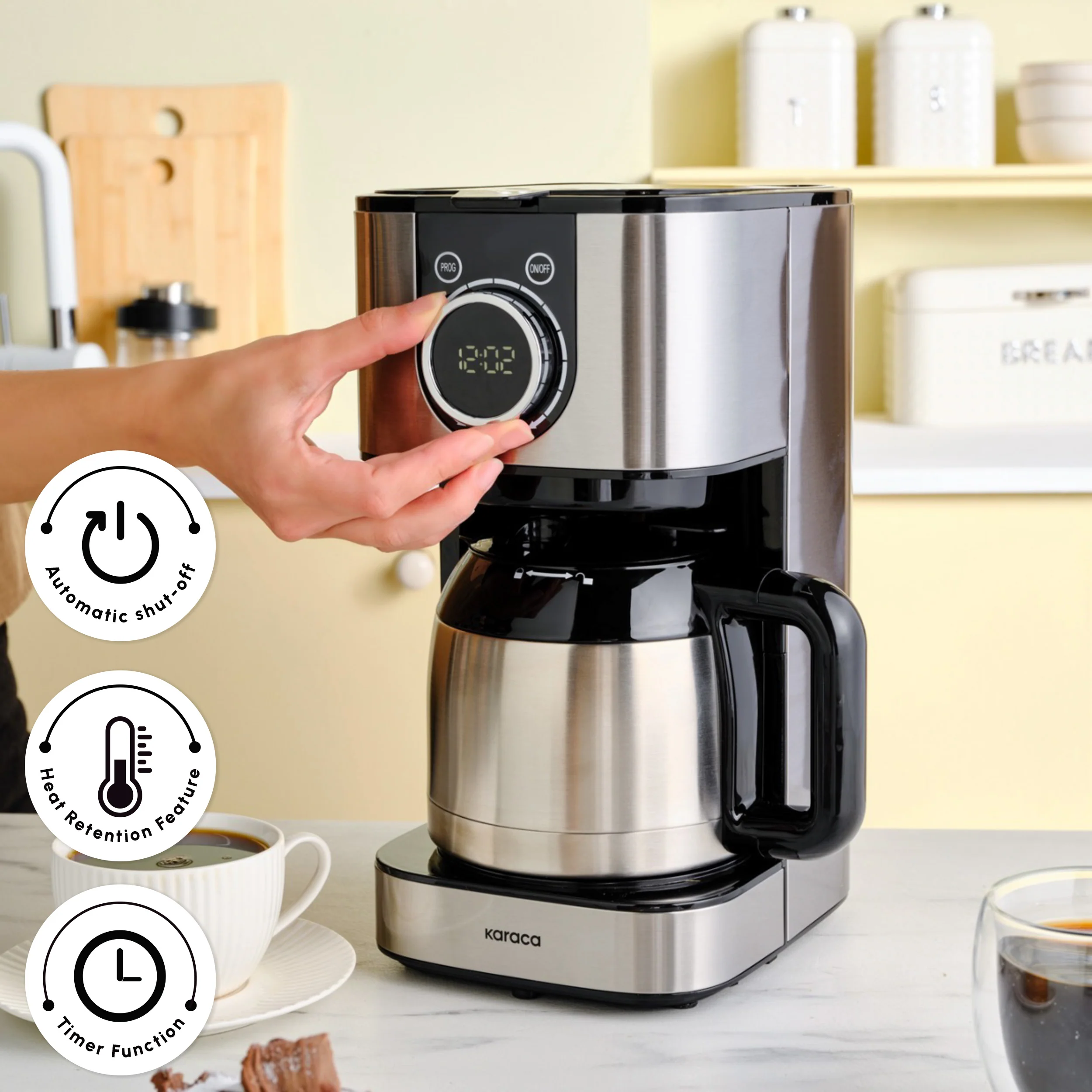 Karaca Series 2303 Steel Filter Coffee Machine, 1.2L, 800W, Inox - Image 7