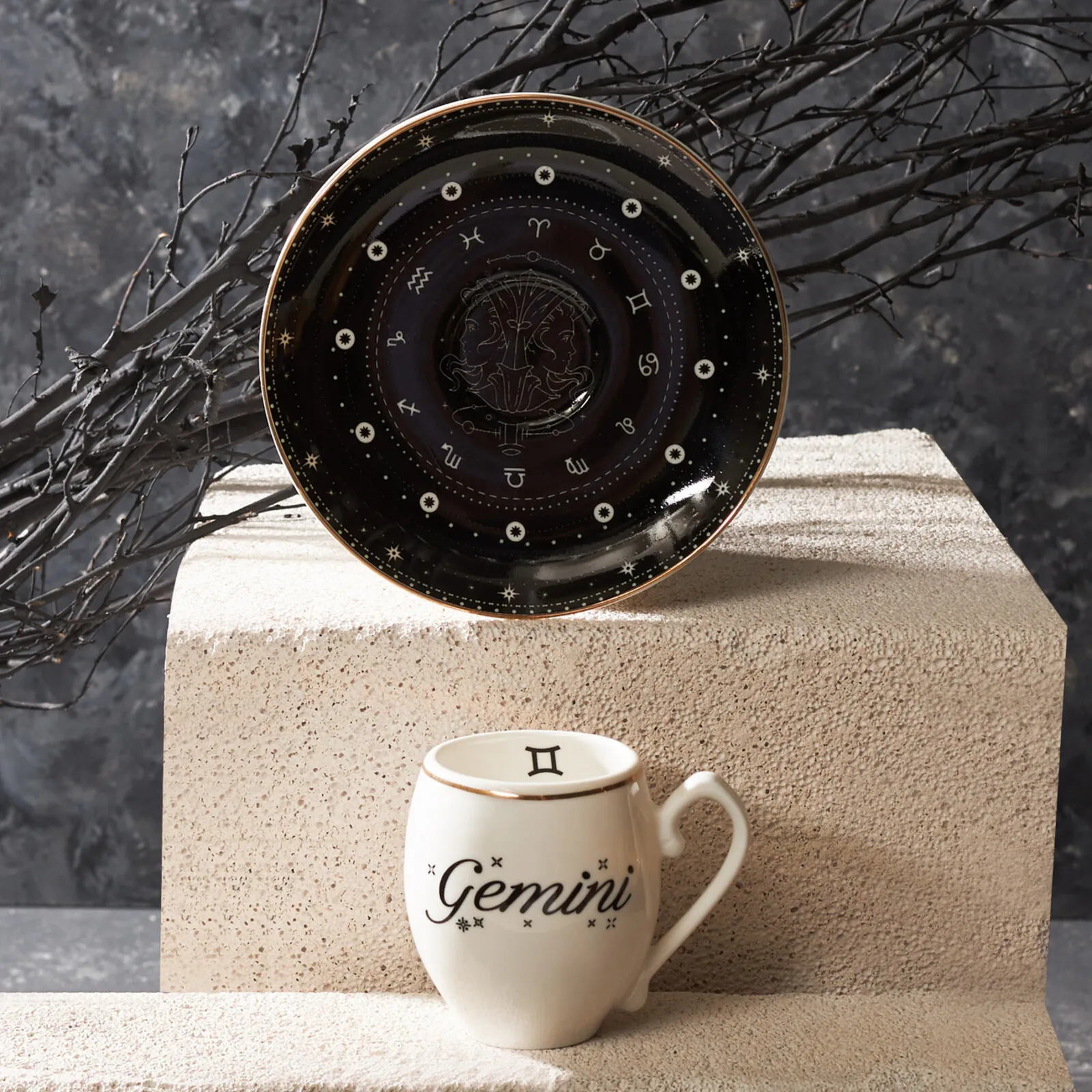 Karaca Signs of the Zodiac Gemini Porcelain Espresso Turkish Coffee Cup, 90ml, Multi - Image 3