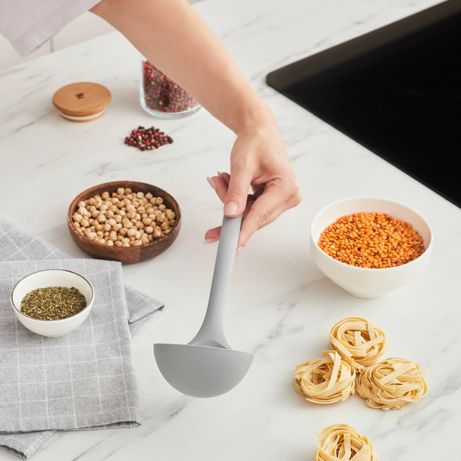 Karaca Silva Silicone Ladle, 32cm, Grey - Image 2