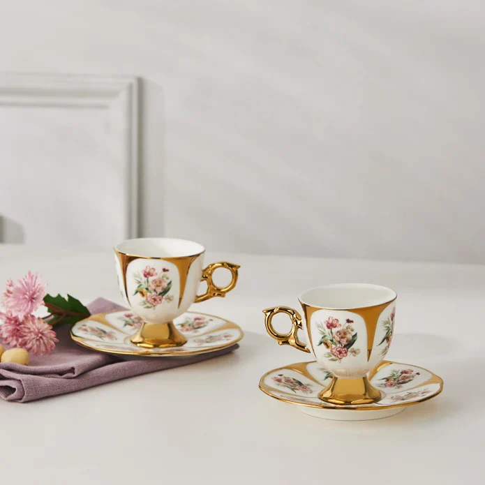 Karaca Söke Porcelain Espresso & Turkish Coffee Cup Set for 2 People, 90 ml, Multi - Image 5
