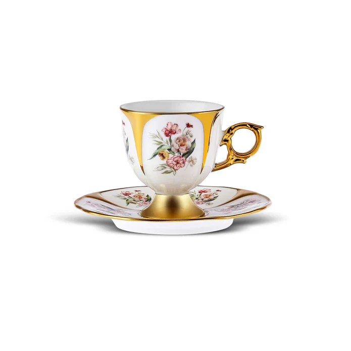 Karaca Söke Porcelain Espresso & Turkish Coffee Cup Set for 2 People, 90 ml, Multi - Image 6