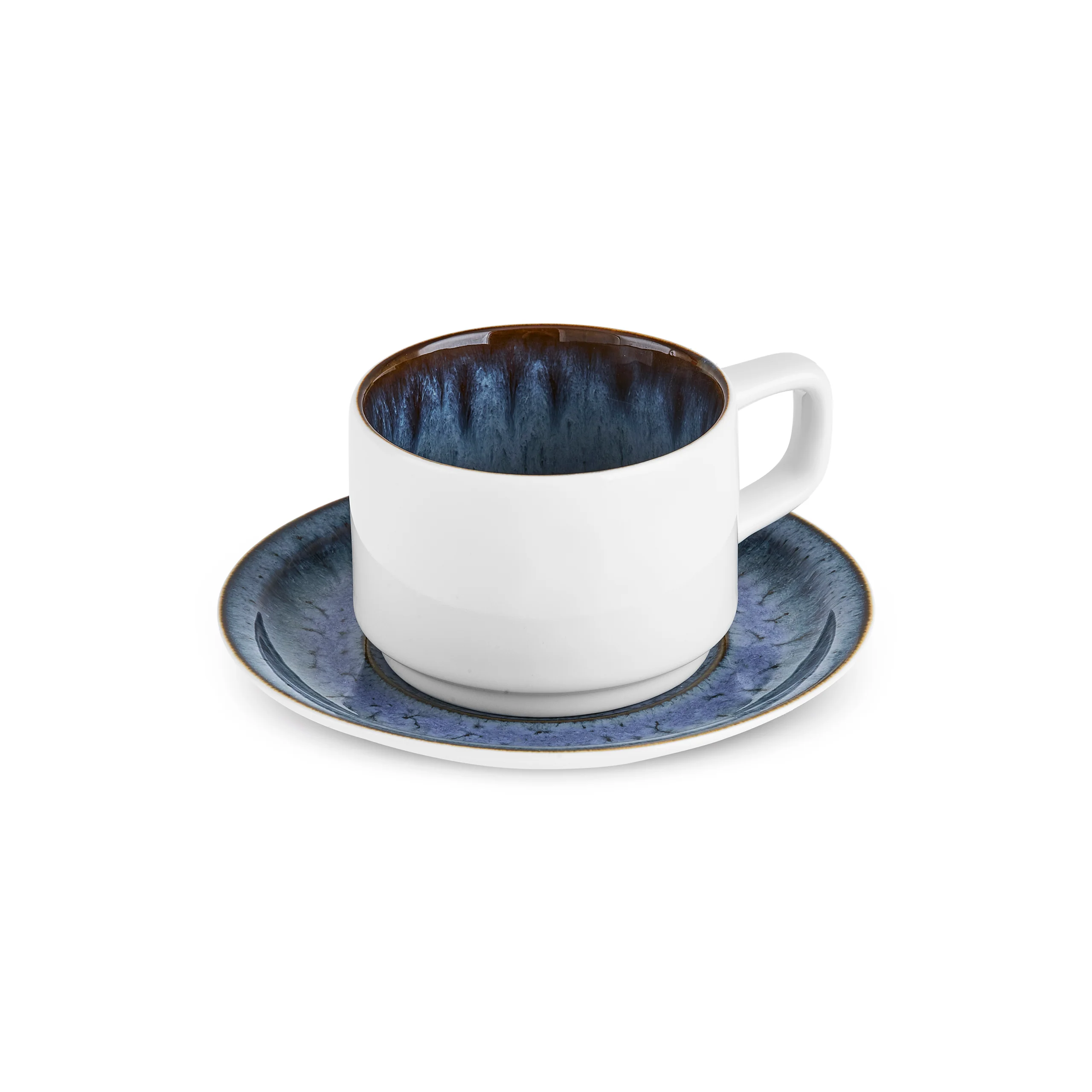 Karaca Sotra 12-Piece Reactive Glaze Tea Cup and Saucer Set for 6 People, 225ml, Multi - Image 3