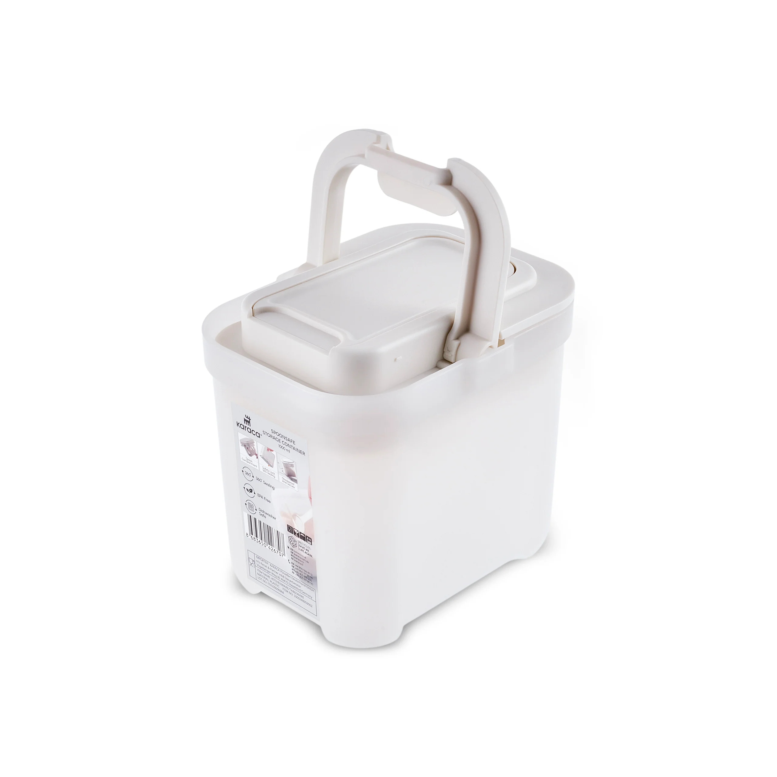 Karaca Spoonsafe Storage Container with Spoon, 1000ml, White - Image 3