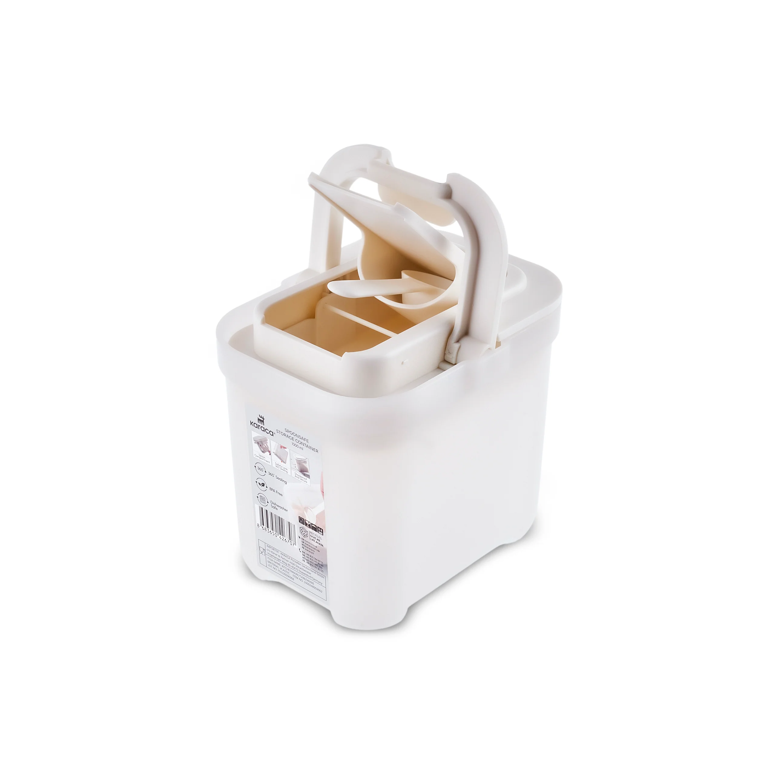 Karaca Spoonsafe Storage Container with Spoon, 1000ml, White - Image 4