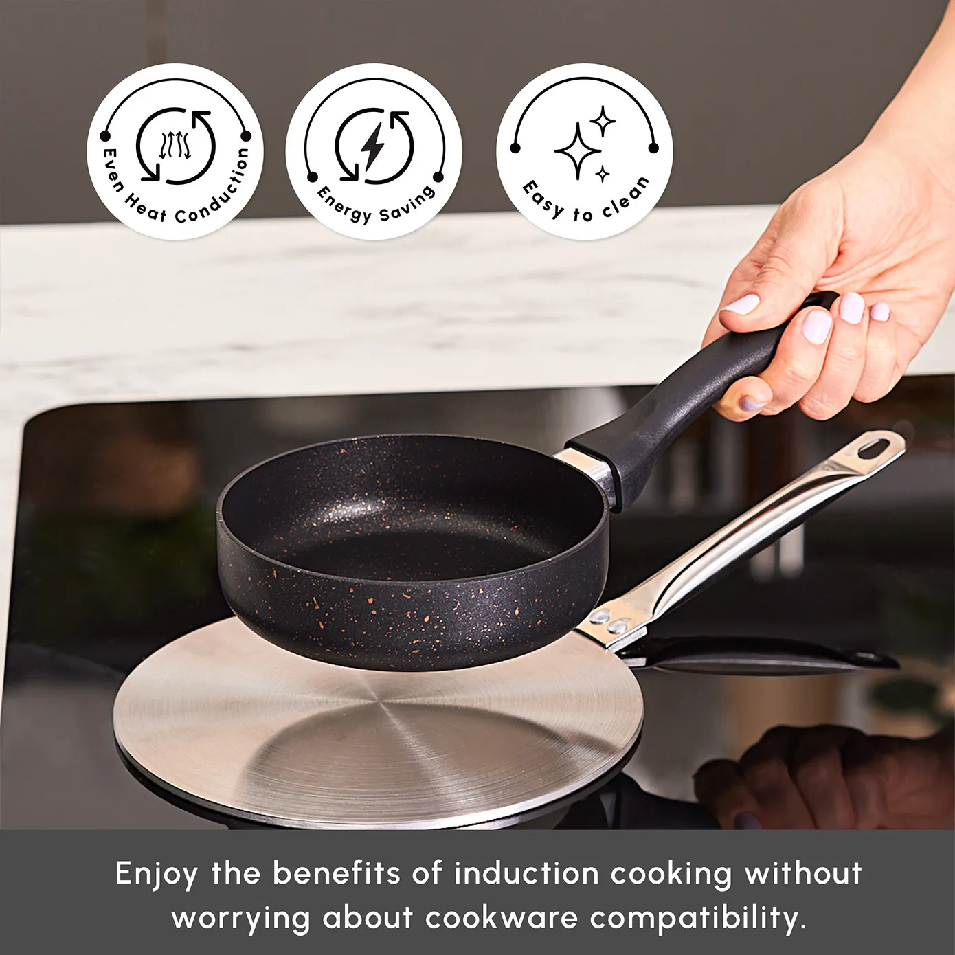 Karaca Stainless Steel Induction Hob Plate Adapter, 19cm, Grey - Image 3