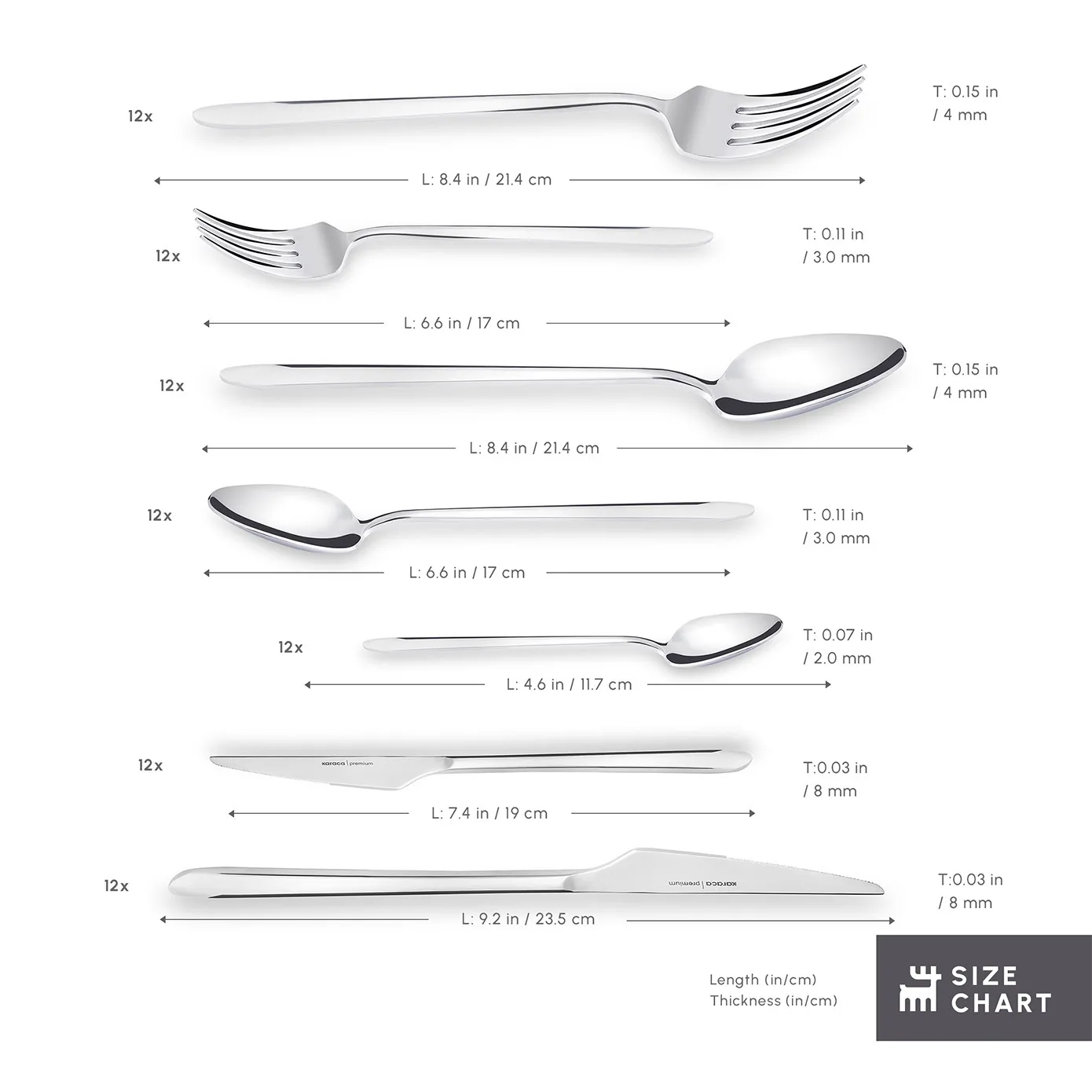 Karaca Stark 84-Piece 316+ Stainless Steel Cutlery Set for 12 People, Silver - Image 4