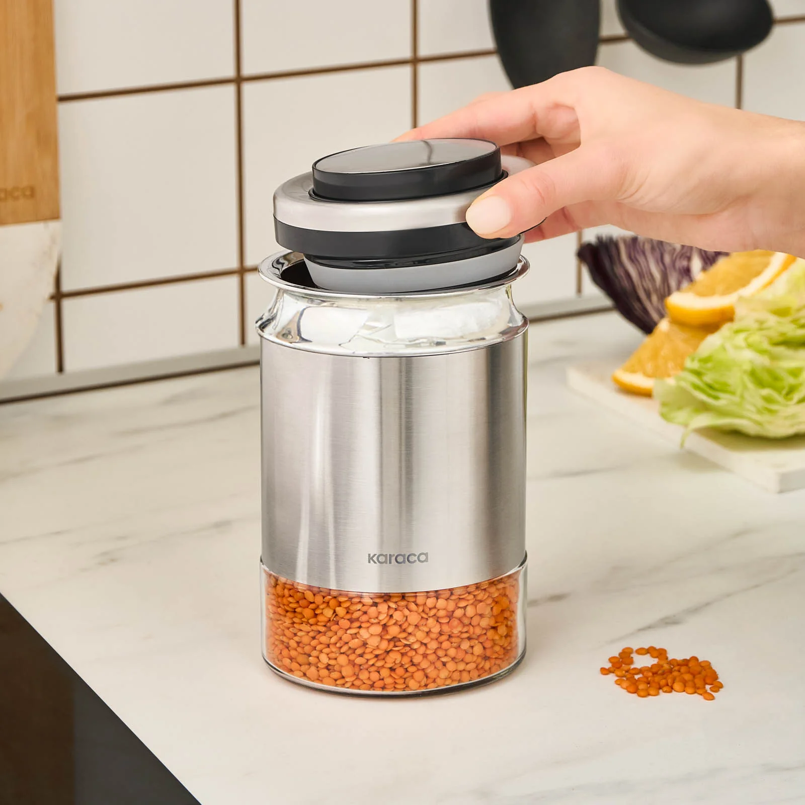 Karaca Stellum Storage Jar, 750ml, Inox