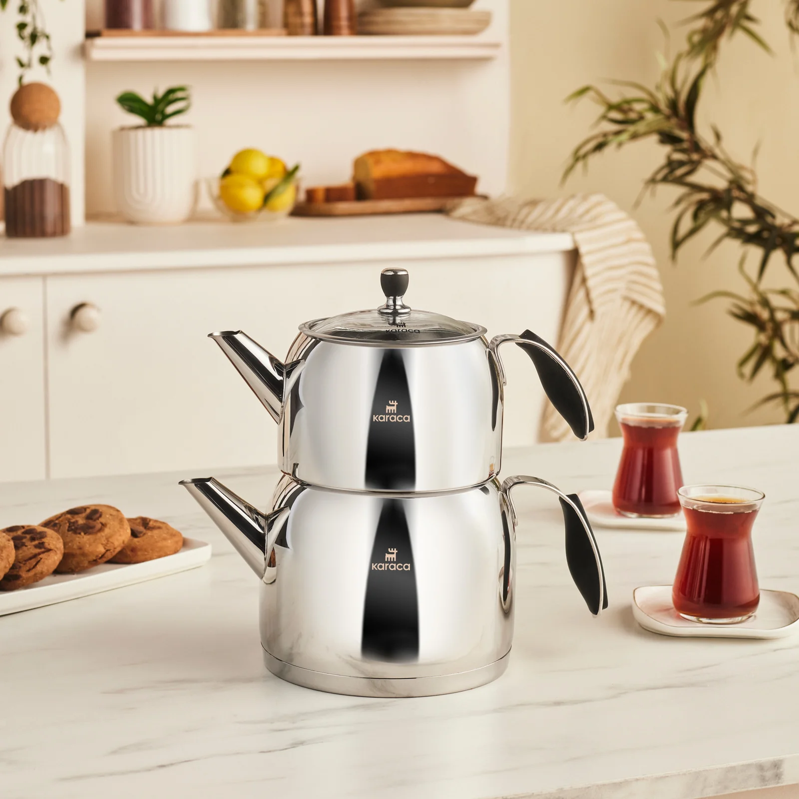 Karaca Stelly Stainless Steel Teapot Set, XL, Inox