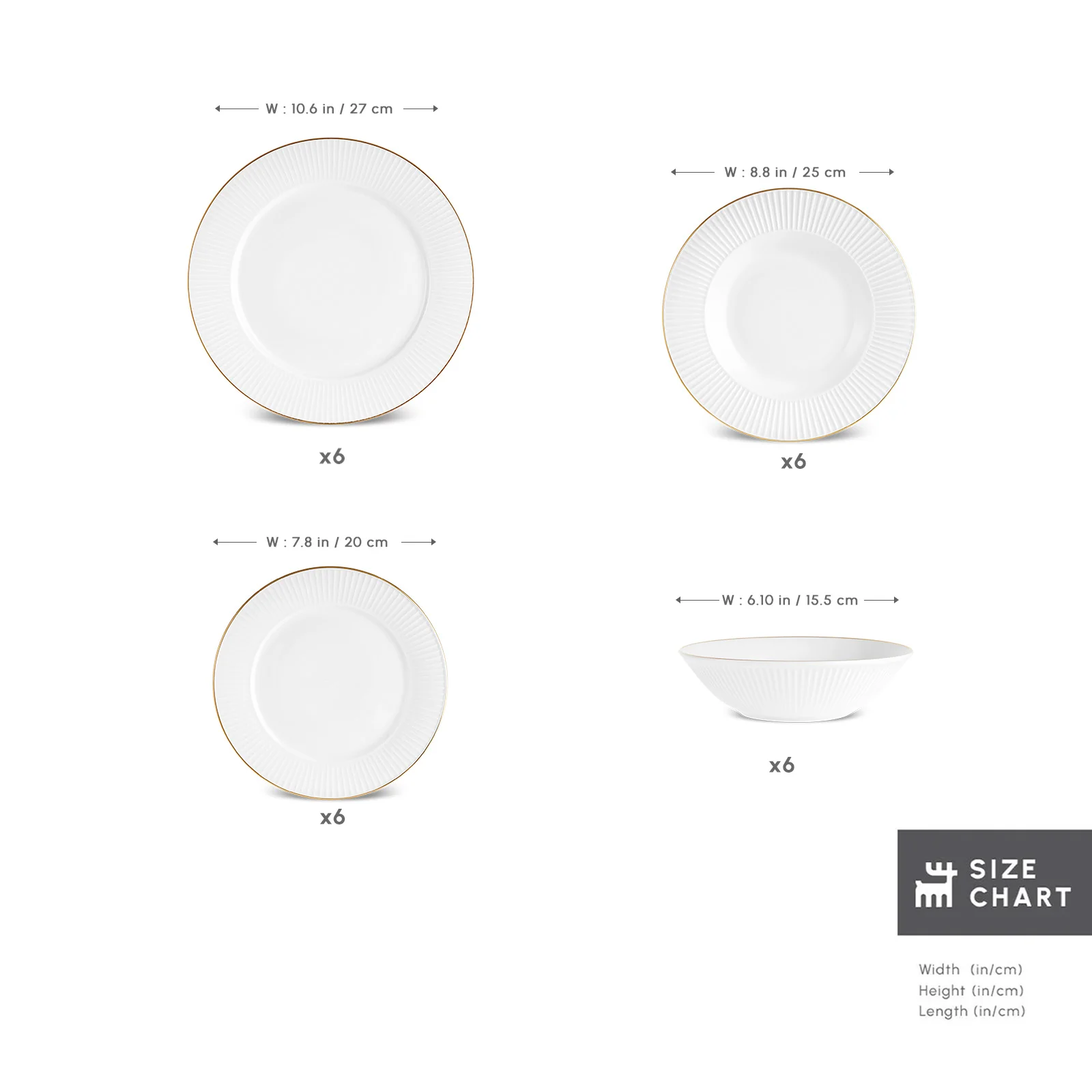 Karaca Stream Bone China Massimo 24-Piece Dinner Set for 6 People, Gold - Image 2