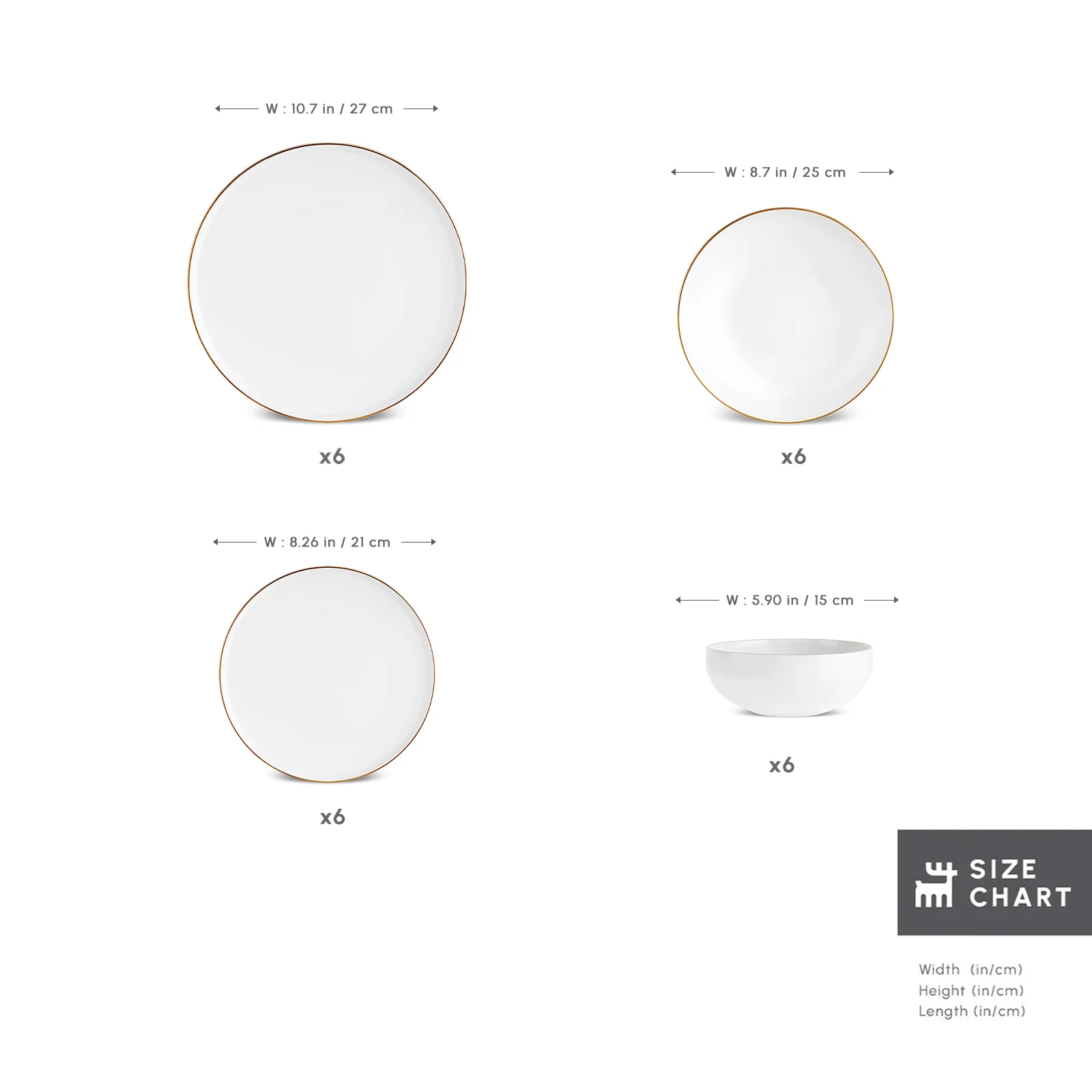 Karaca Stream Bone China Meridian 24-Piece Dinner Set for 6 People, Gold - Image 2