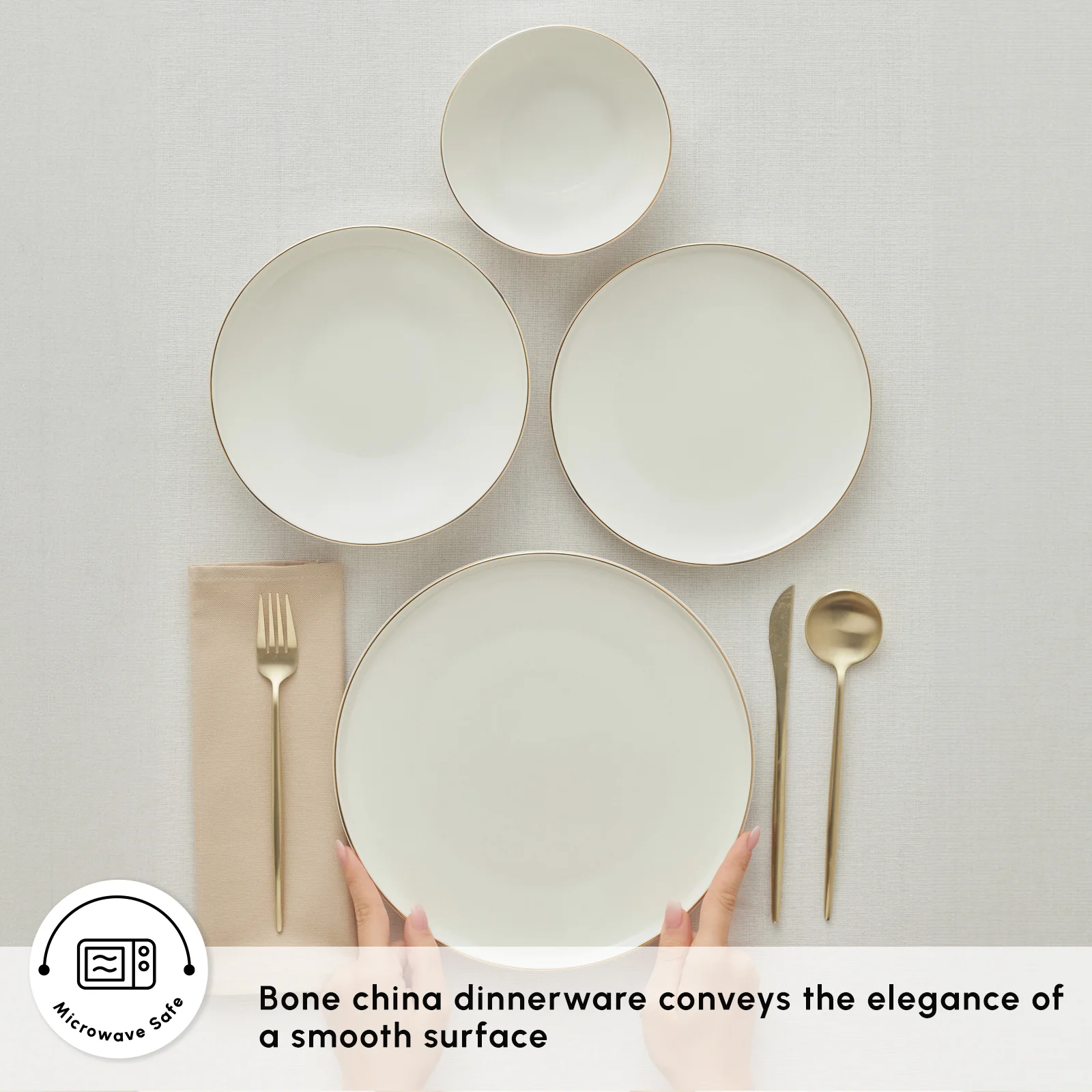 Karaca Stream Bone China Meridian 24-Piece Dinner Set for 6 People, Gold - Image 5