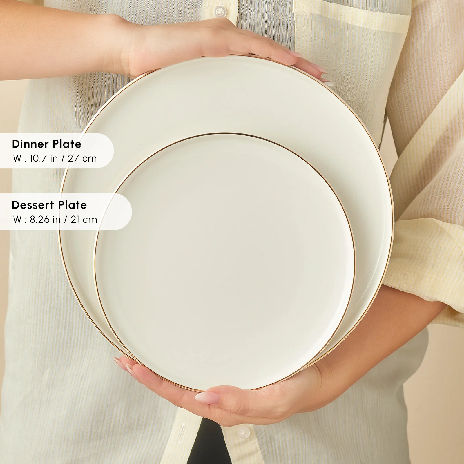 Karaca Stream Bone China Meridian 24-Piece Dinner Set for 6 People, Gold - Image 6