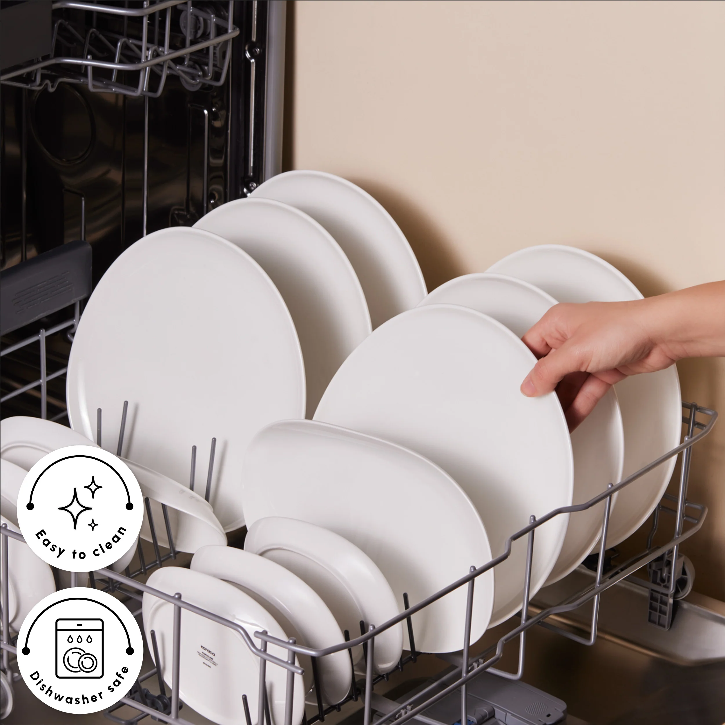 Karaca Stream Bone China Middle 34-Piece Serveware Set for 6 People, White - Image 8