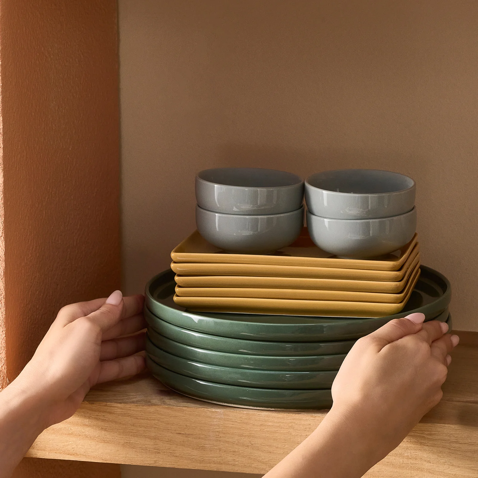Karaca Stream Bone Monaco 34-Piece Serveware Set for 6 People, Multi - Image 13