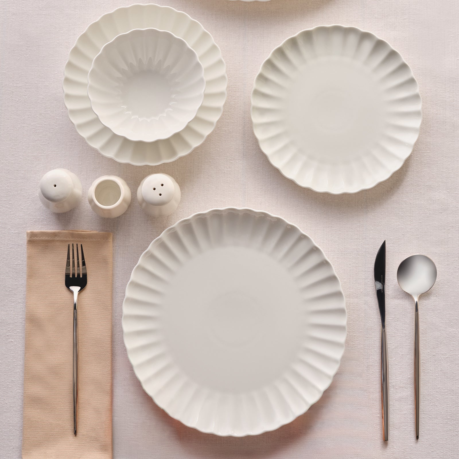 Karaca Stream Bone China Umbrella 53-Piece Dinner Set for 12 People, White - Image 9