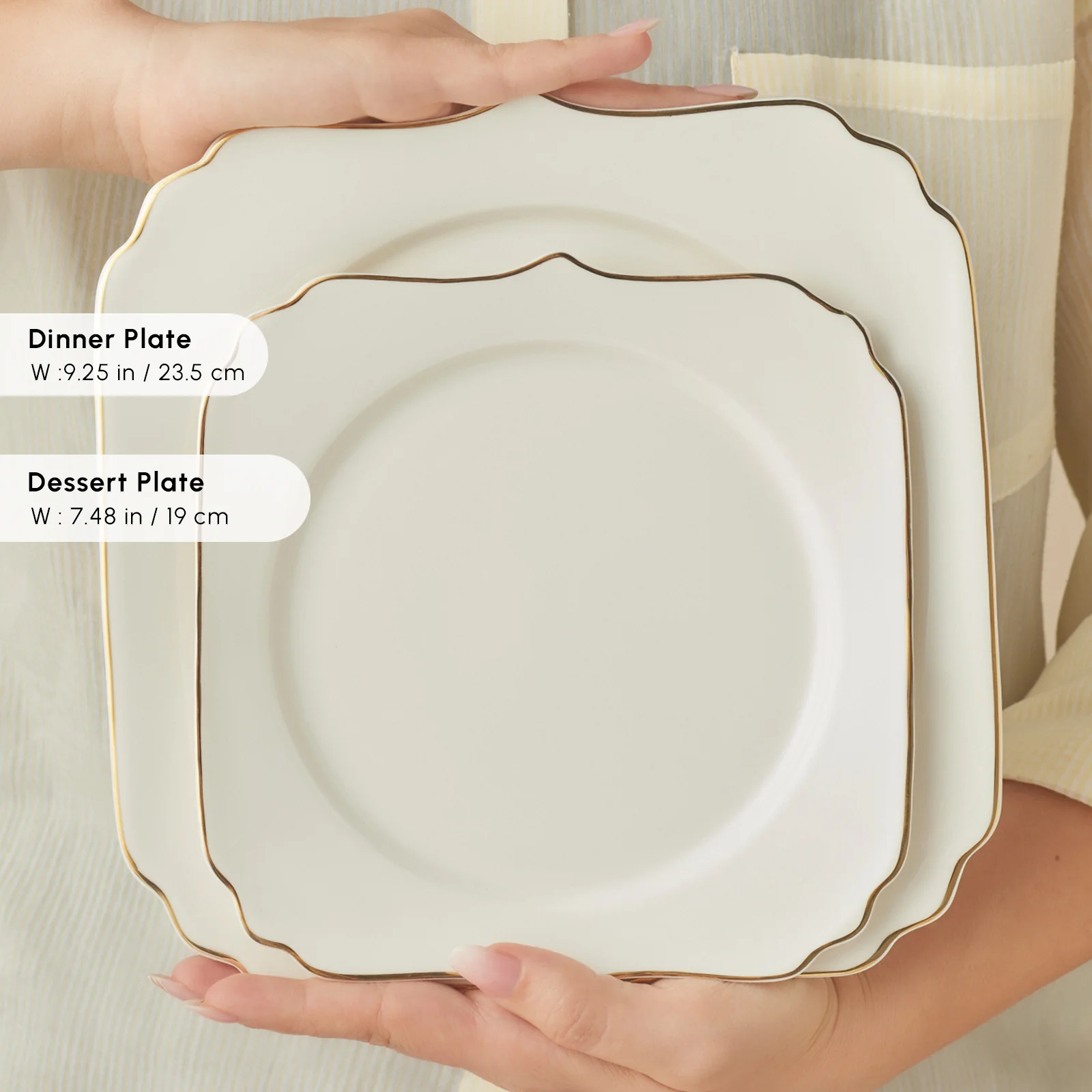 Karaca Stream Bone China Vintage 24-Piece Dinner Set for 6 People, Gold - Image 6
