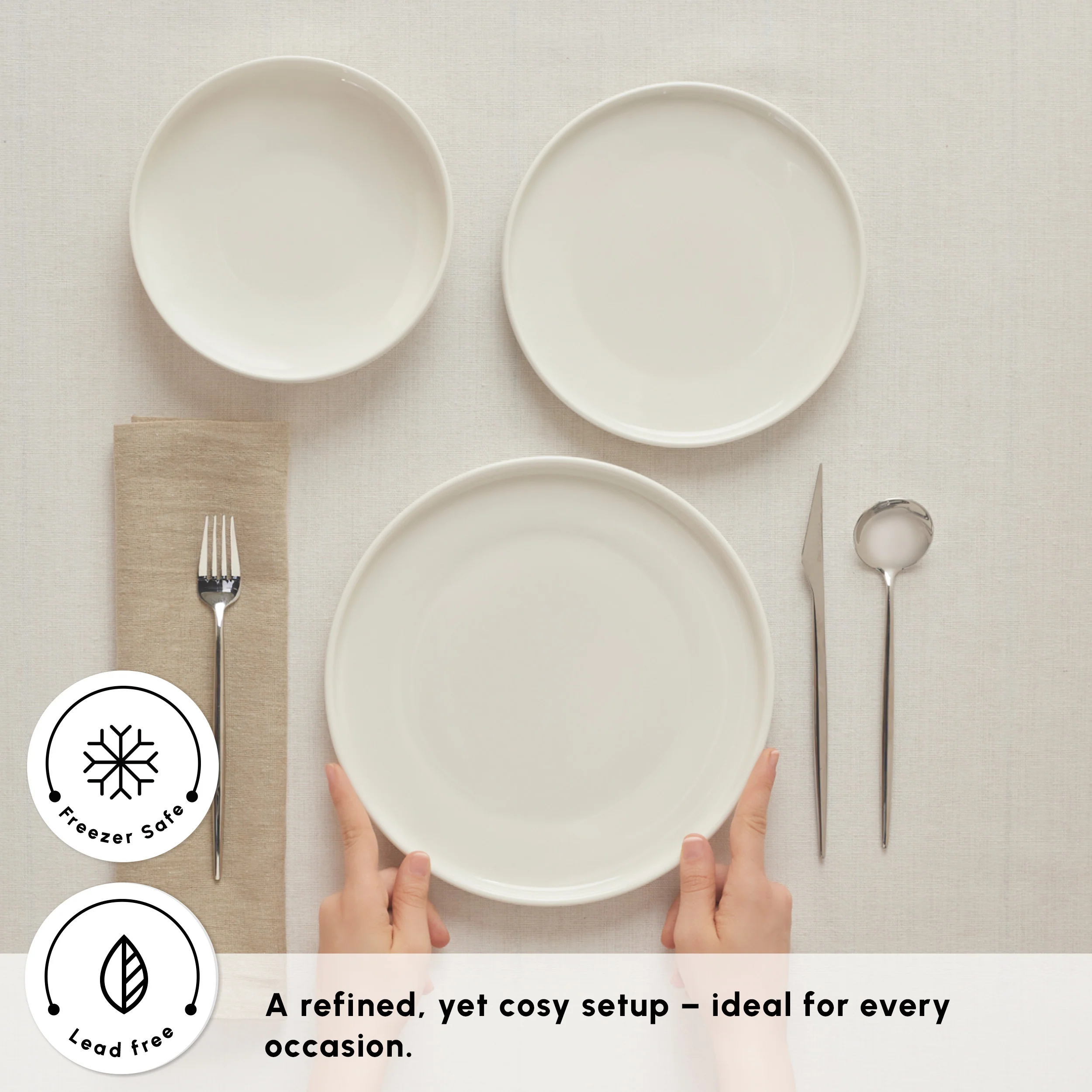 Karaca Stream Bone China Felix XL 18-Piece China Dinner Set for 6 People, White - Image 4