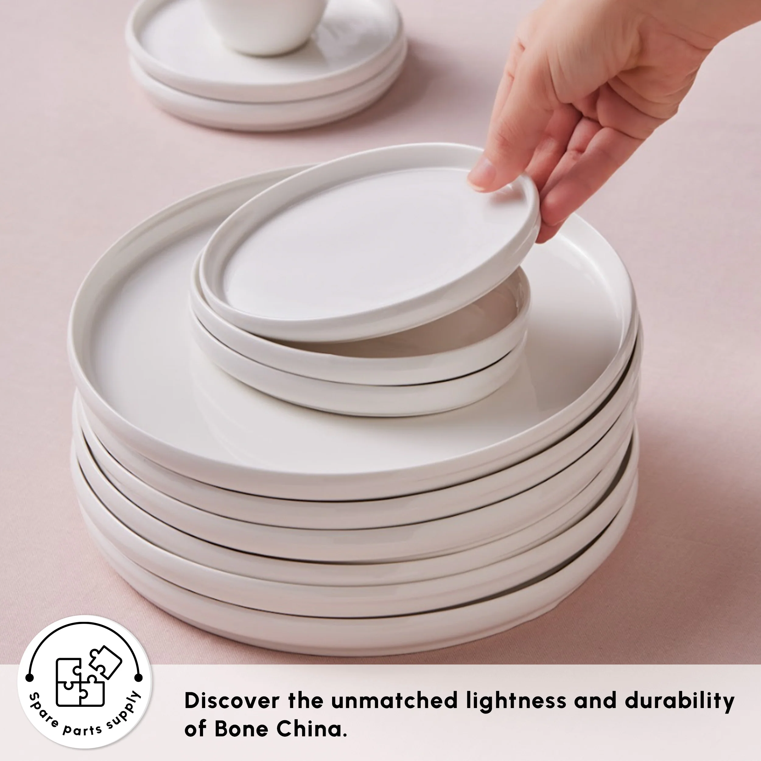 Karaca Stream Bone China Sunset 34-Piece Serveware Set for 6 People, White - Image 5