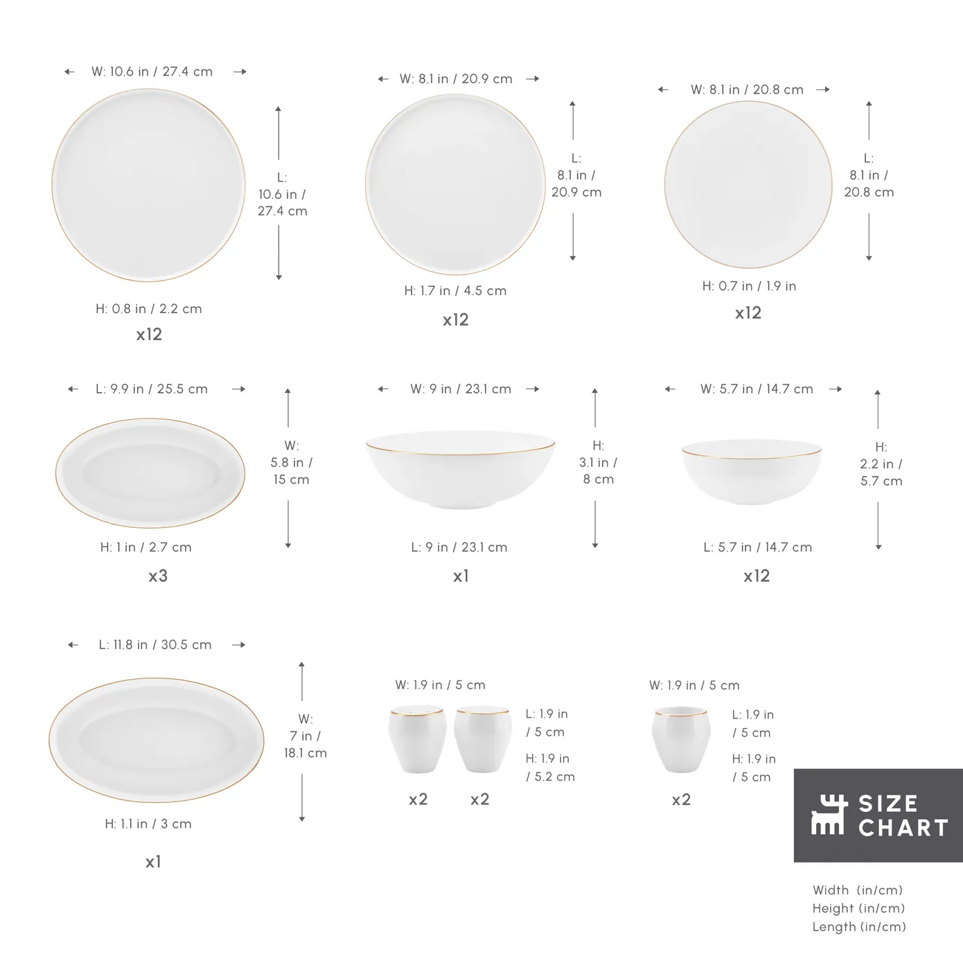 Karaca Stream Bone China New Meridian 59-Piece Dinner Set for 12 People, White Gold - Image 2