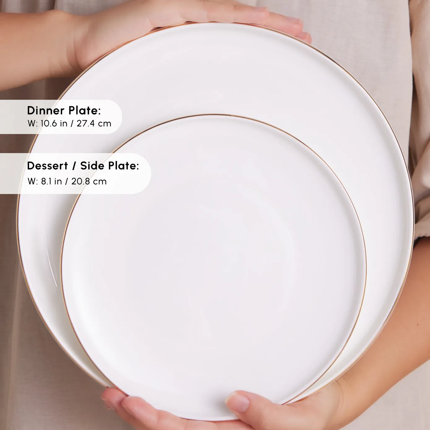 Karaca Stream Bone China New Meridian 59-Piece Dinner Set for 12 People, White Gold - Image 7