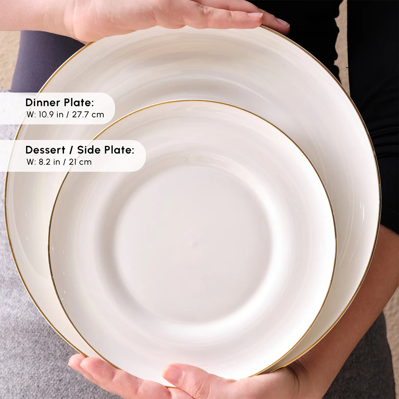 Karaca Stream Bone China Nefeli 56-Piece Dinner Set for 12 People, Gold - Image 7