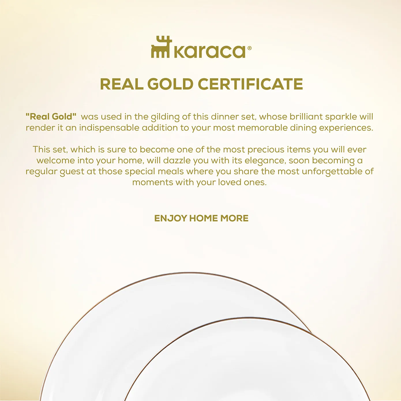 Karaca Stream Bone China Nefeli 56-Piece Dinner Set for 12 People, Gold - Image 8