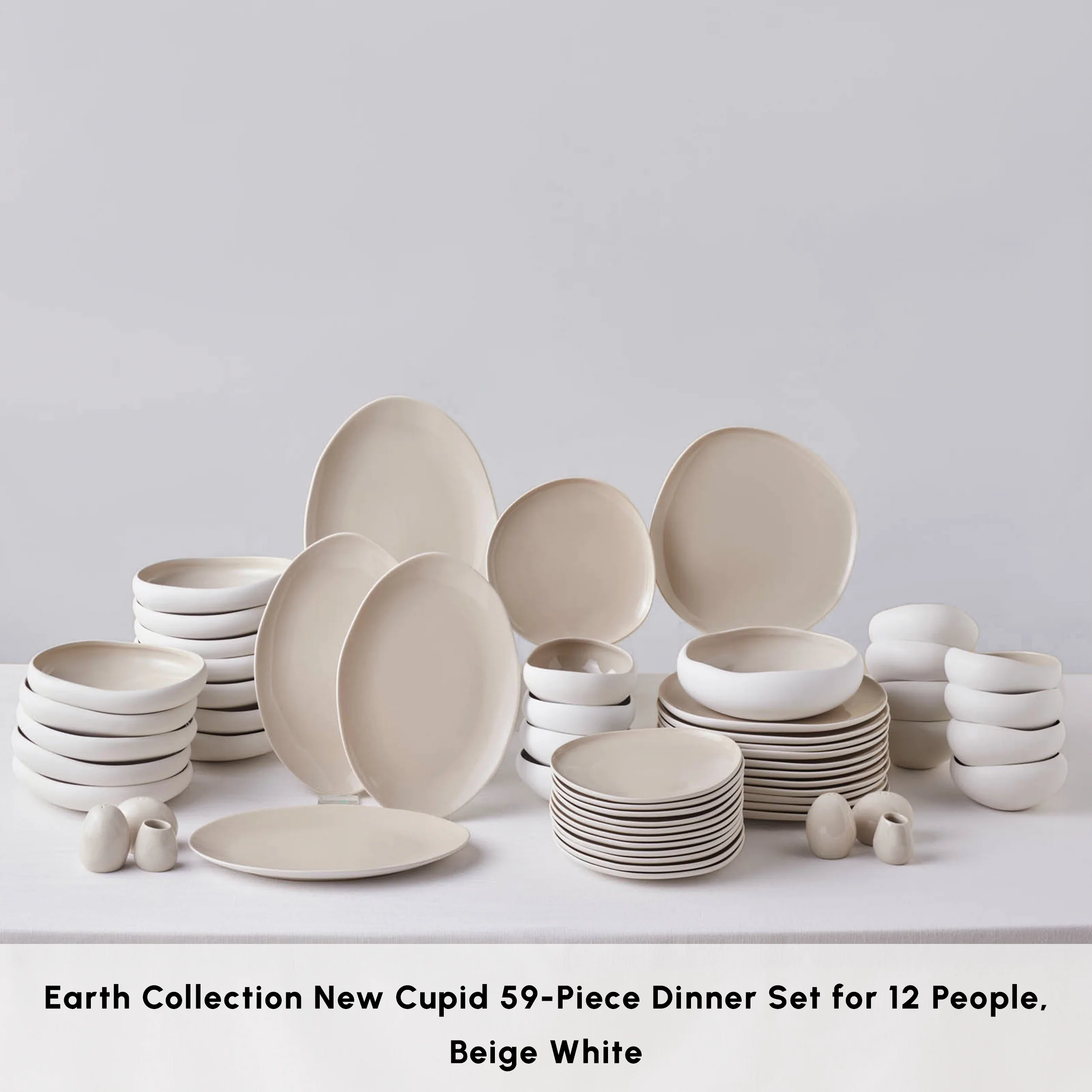 Karaca Red Carpet Earth Collection New Cupid 59-Piece Dinner Set for 12 People, Beige White - Image 3