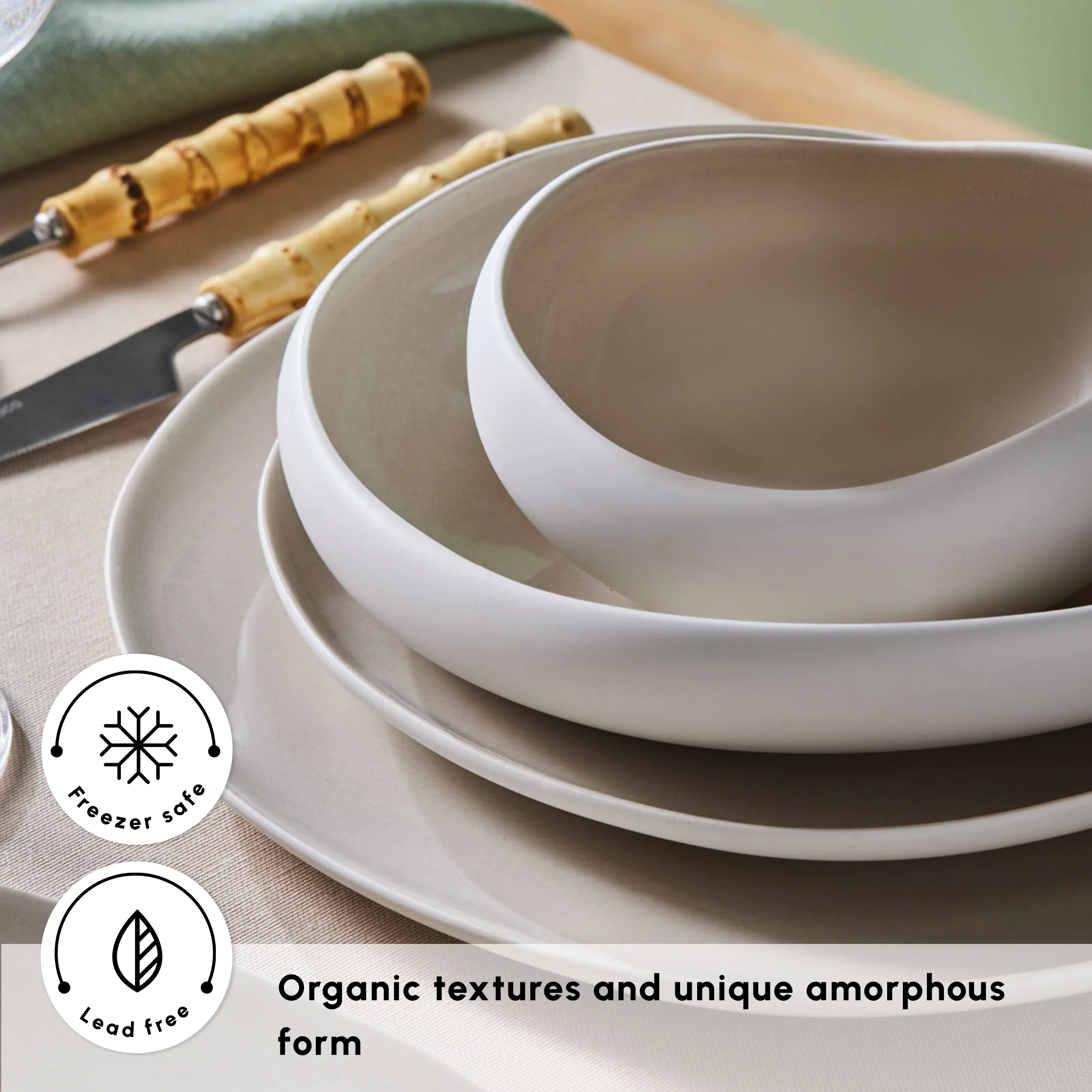 Karaca Red Carpet Earth Collection New Cupid 59-Piece Dinner Set for 12 People, Beige White - Image 6