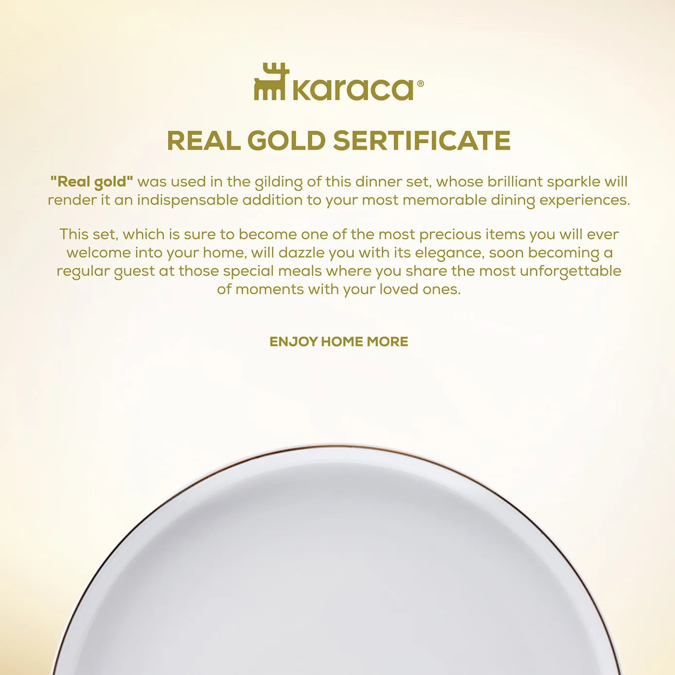 Karaca Streamline New Saturn 12-Piece Bone China Dinner Set for 4 People, Gold - Image 9
