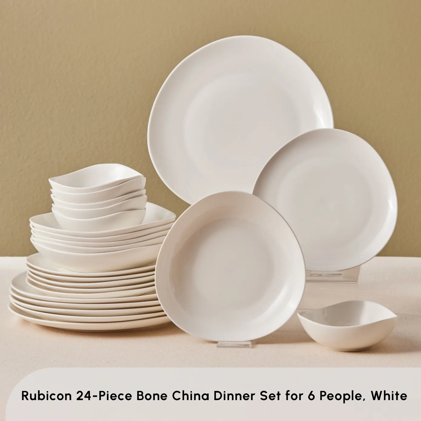 Karaca Stream Bone China Rubicon 24-Piece Dinner Set for 6 People, White - Image 3