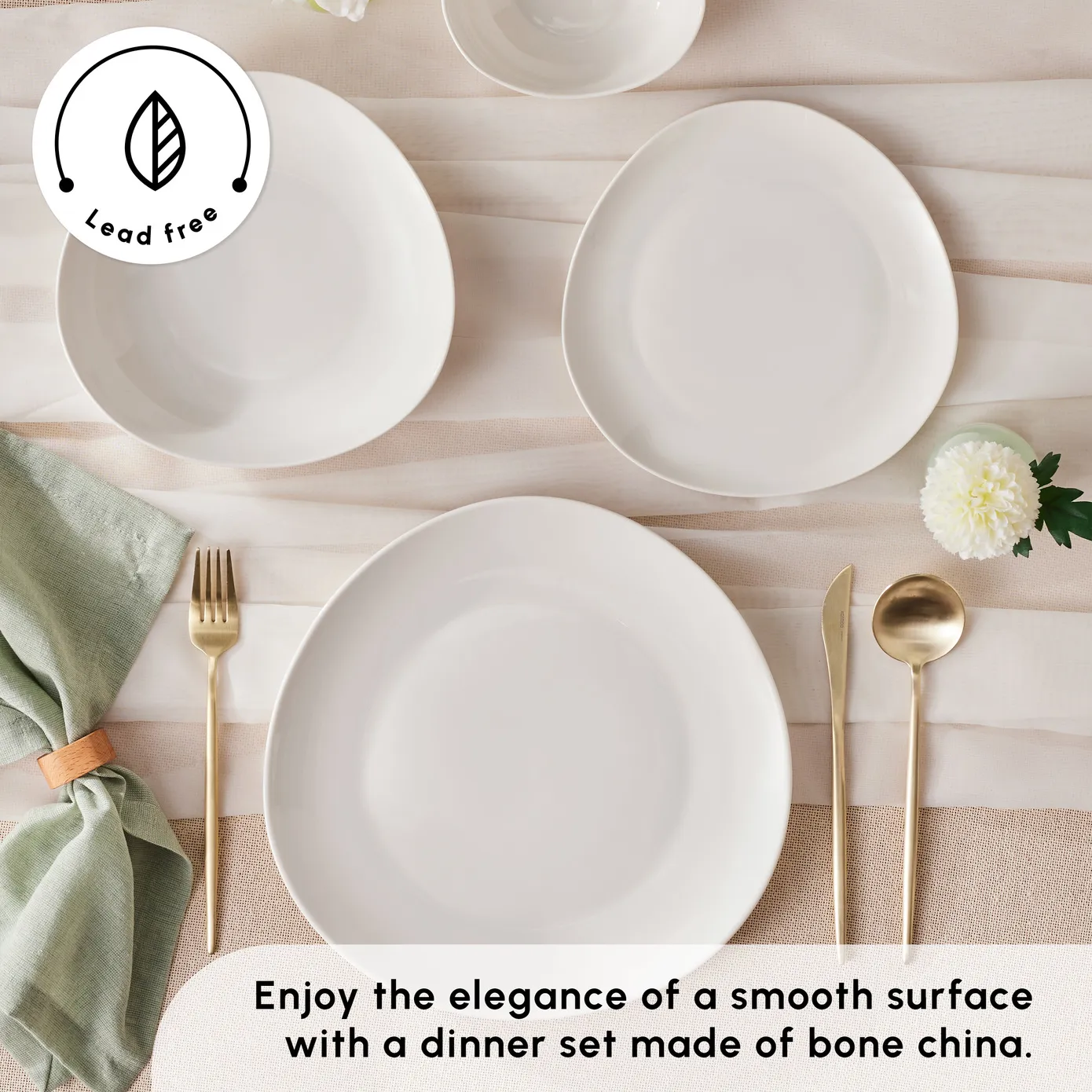 Karaca Stream Bone China Rubicon 24-Piece Dinner Set for 6 People, White - Image 4