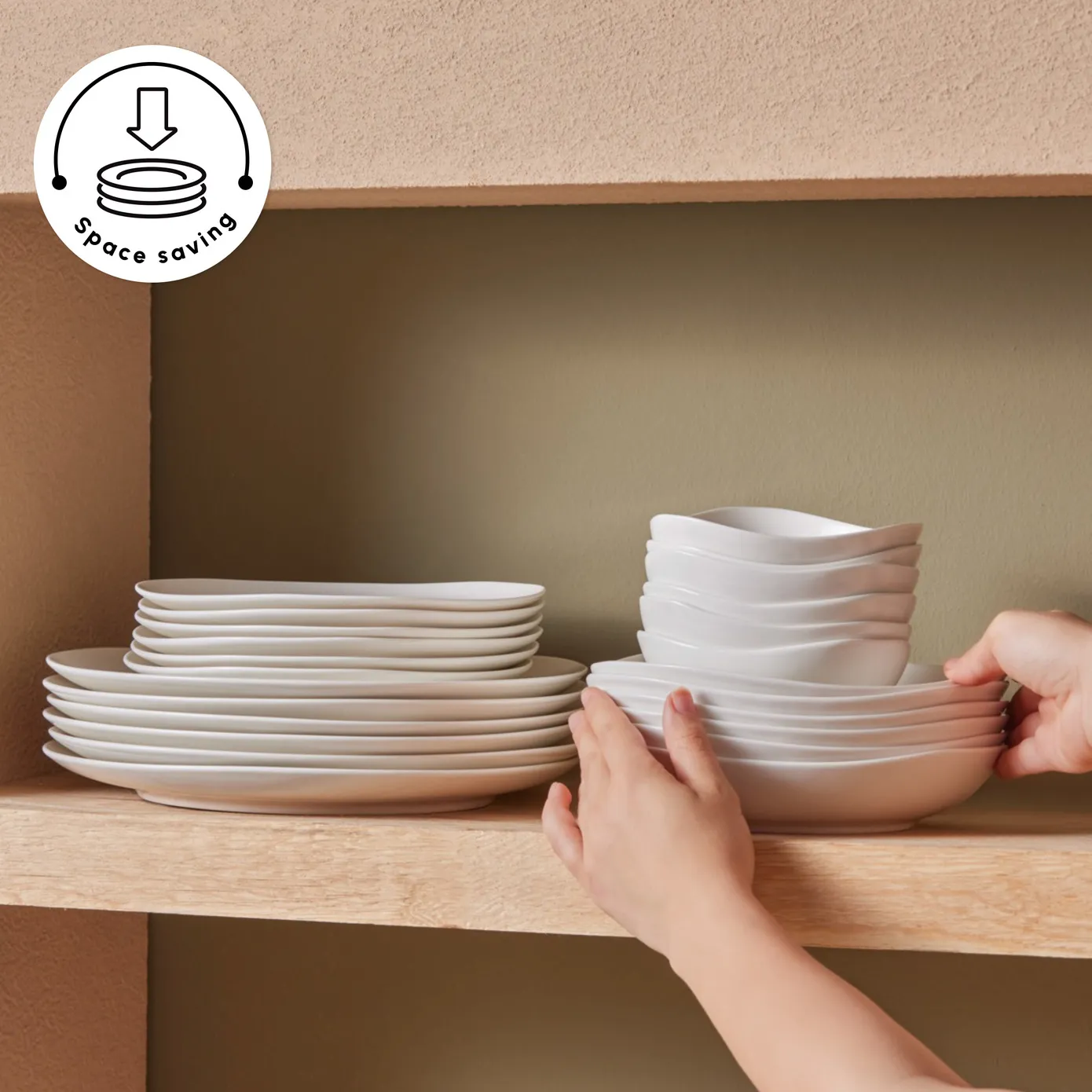 Karaca Stream Bone China Rubicon 24-Piece Dinner Set for 6 People, White - Image 8