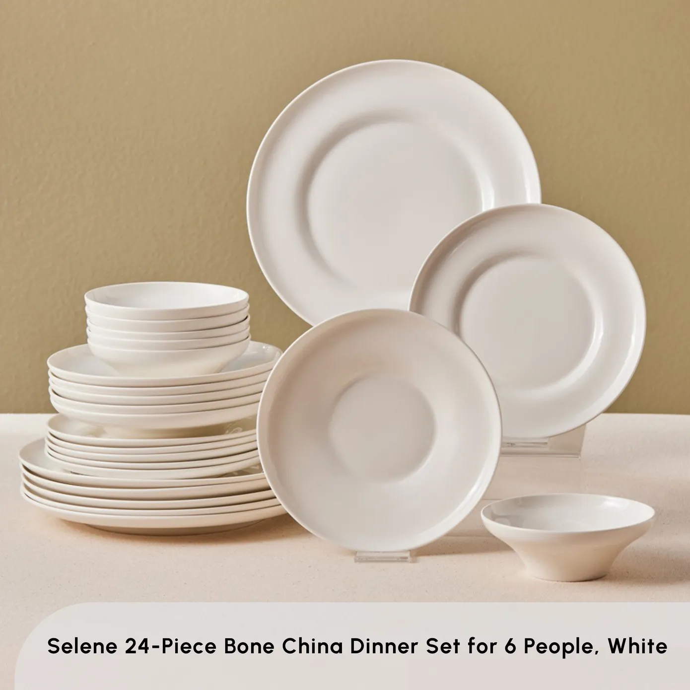 Karaca Stream Bone China Selene 24-Piece Dinner Set for 6 People, White - Image 3