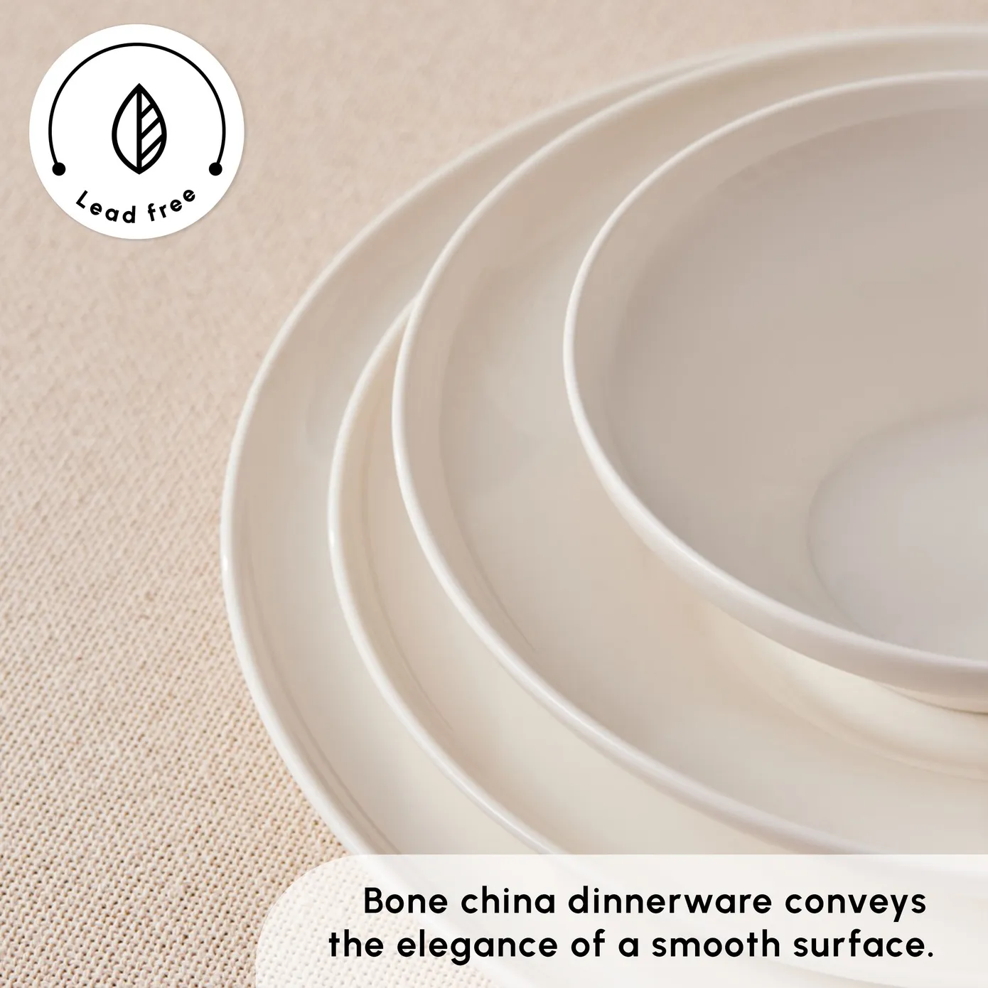 Karaca Stream Bone China Selene 24-Piece Dinner Set for 6 People, White - Image 4